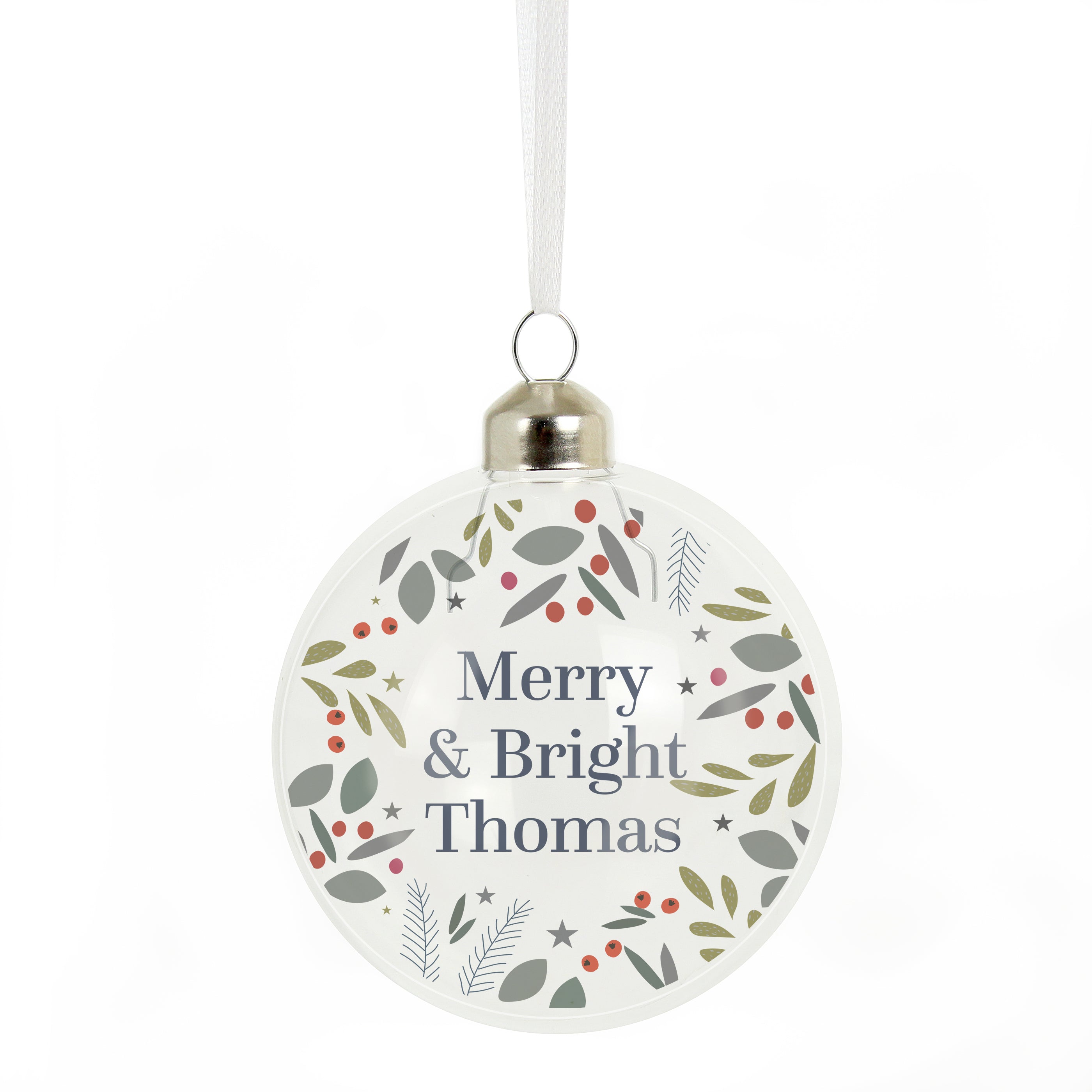 Personalised Festive Christmas Glass Bauble