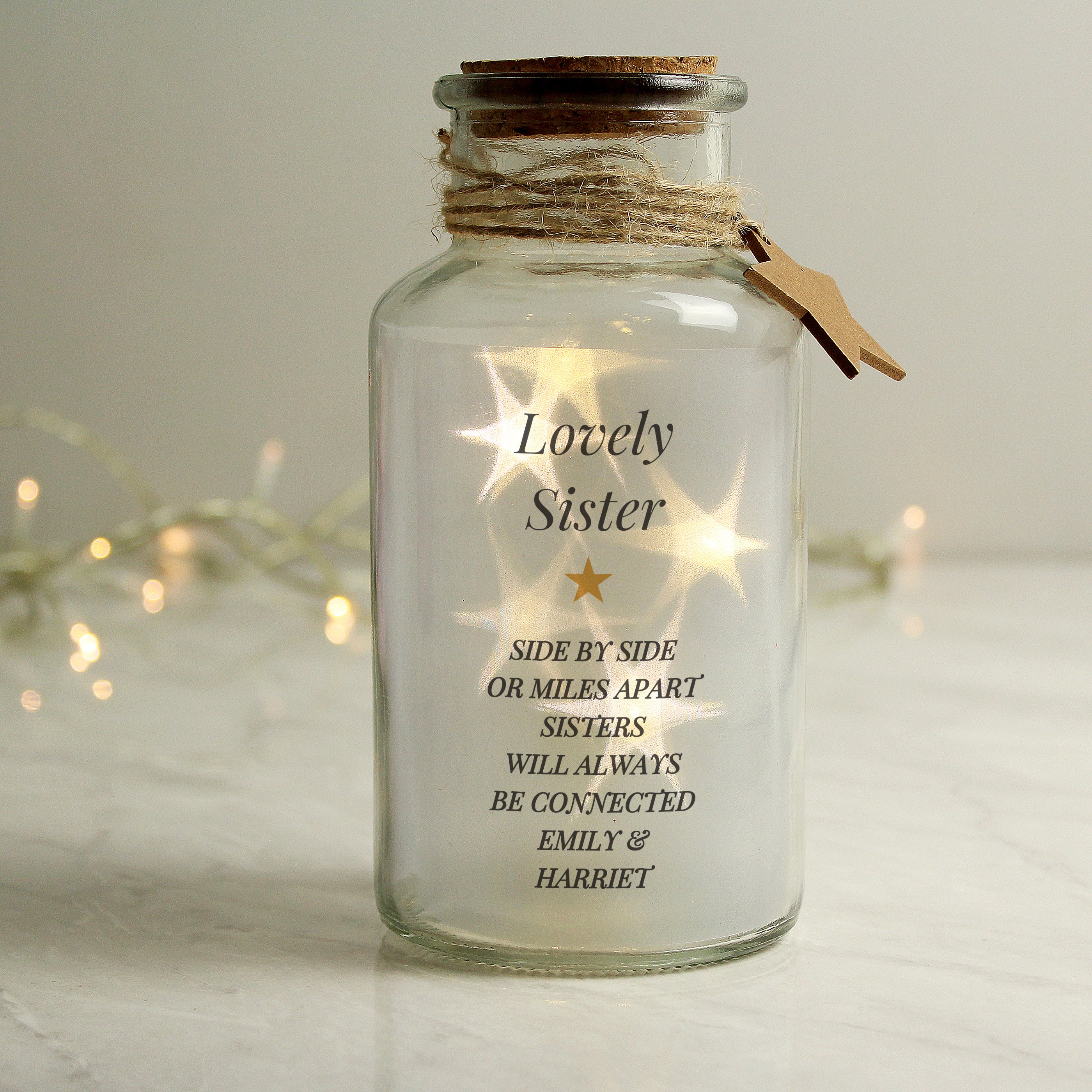 Personalised Free Text LED Glass Jar