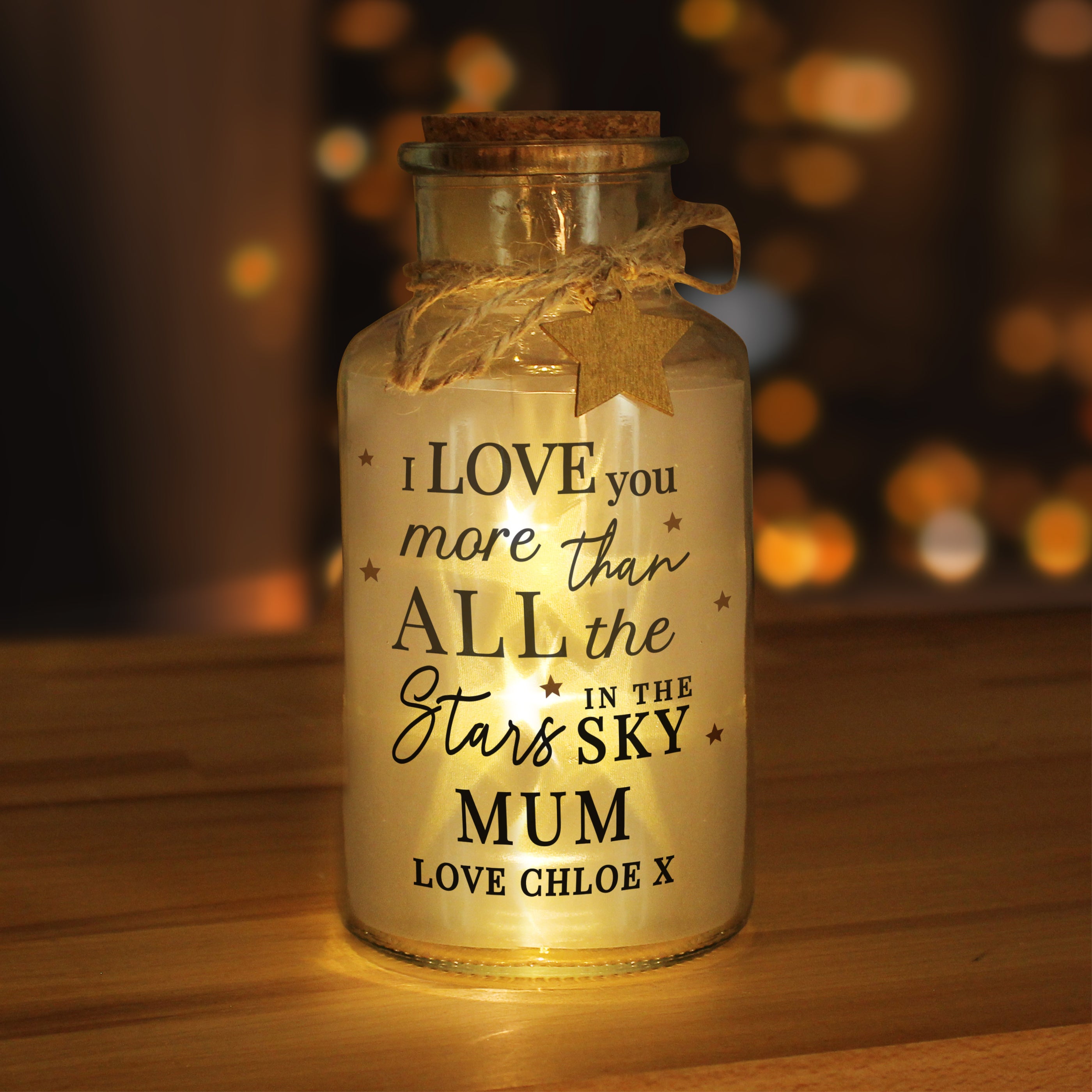 Personalised I Love You More... LED Glass Jar