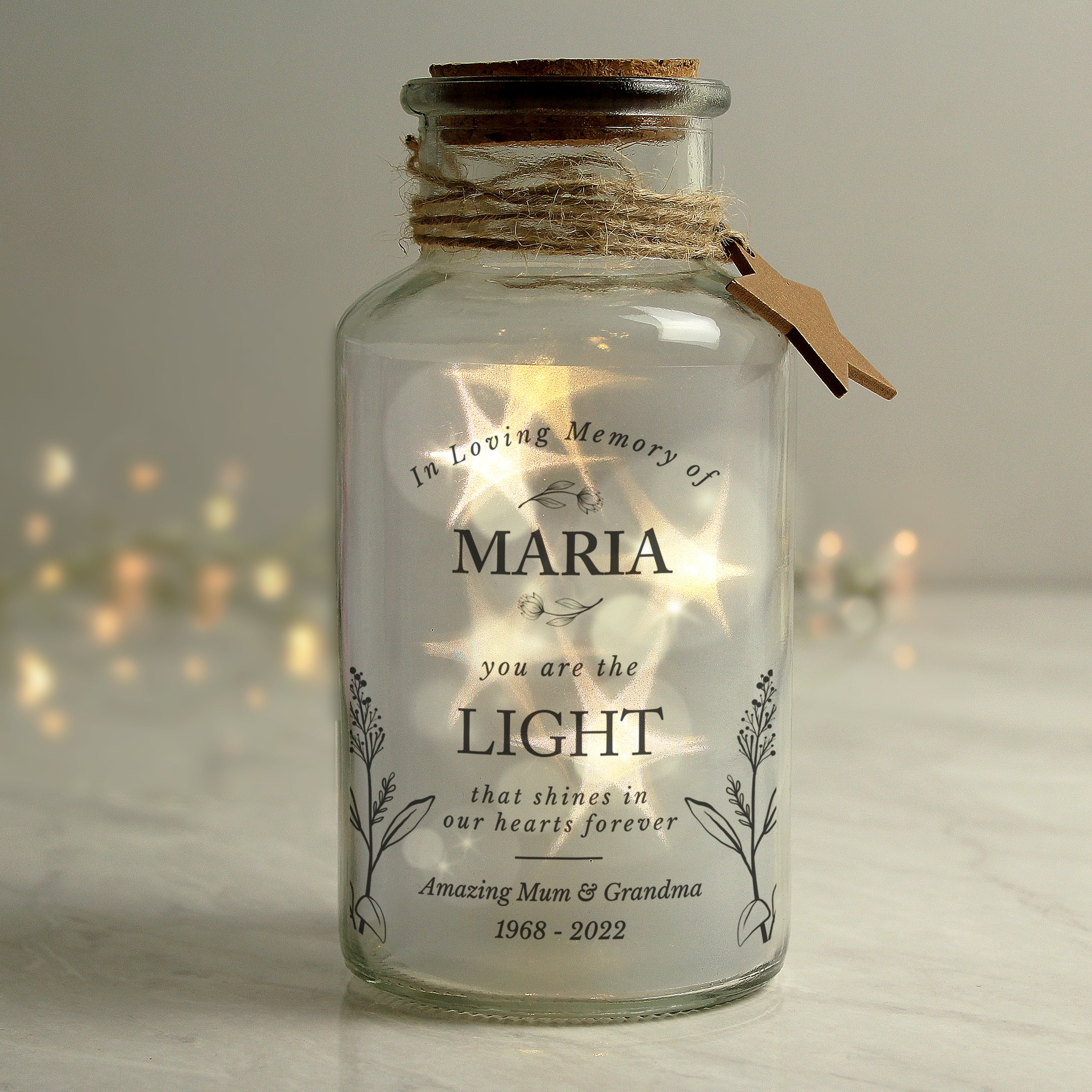 Personalised In Loving Memory LED Glass Jar