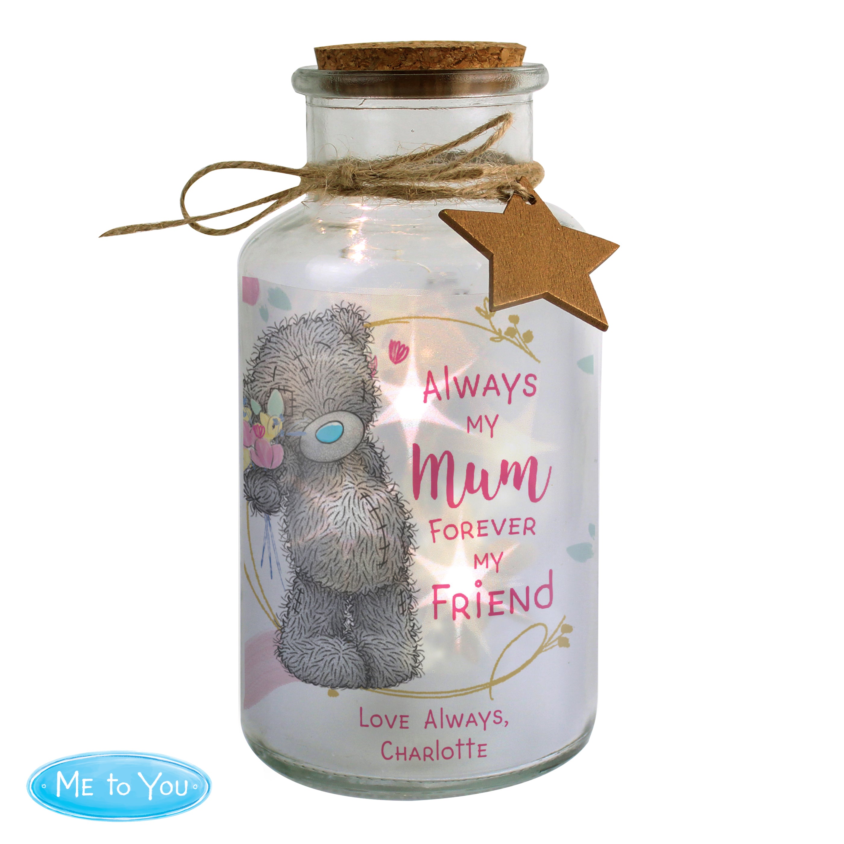 Personalised Me To You Forever My Friend LED Glass Jar