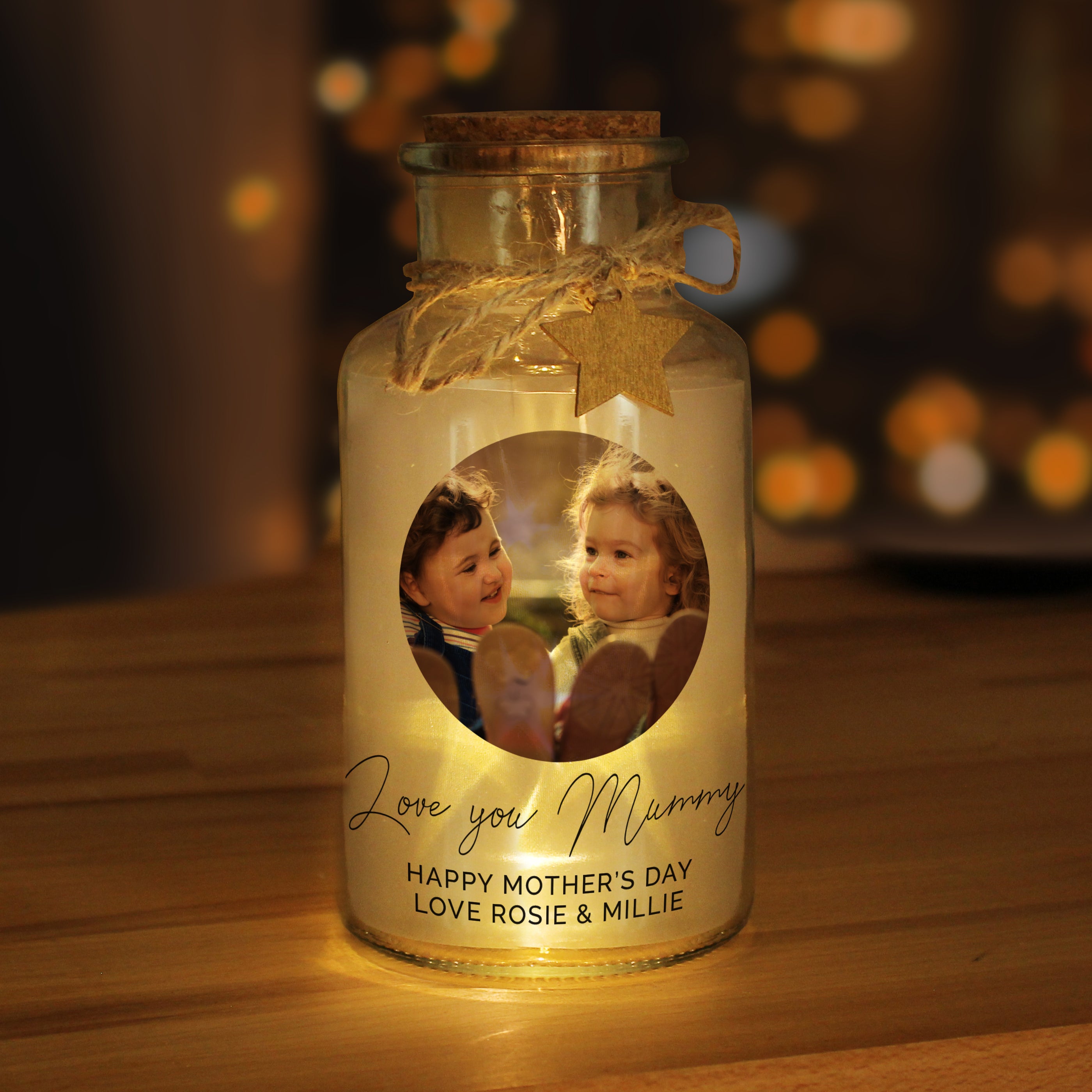 Personalised Photo Upload LED Glass Jar