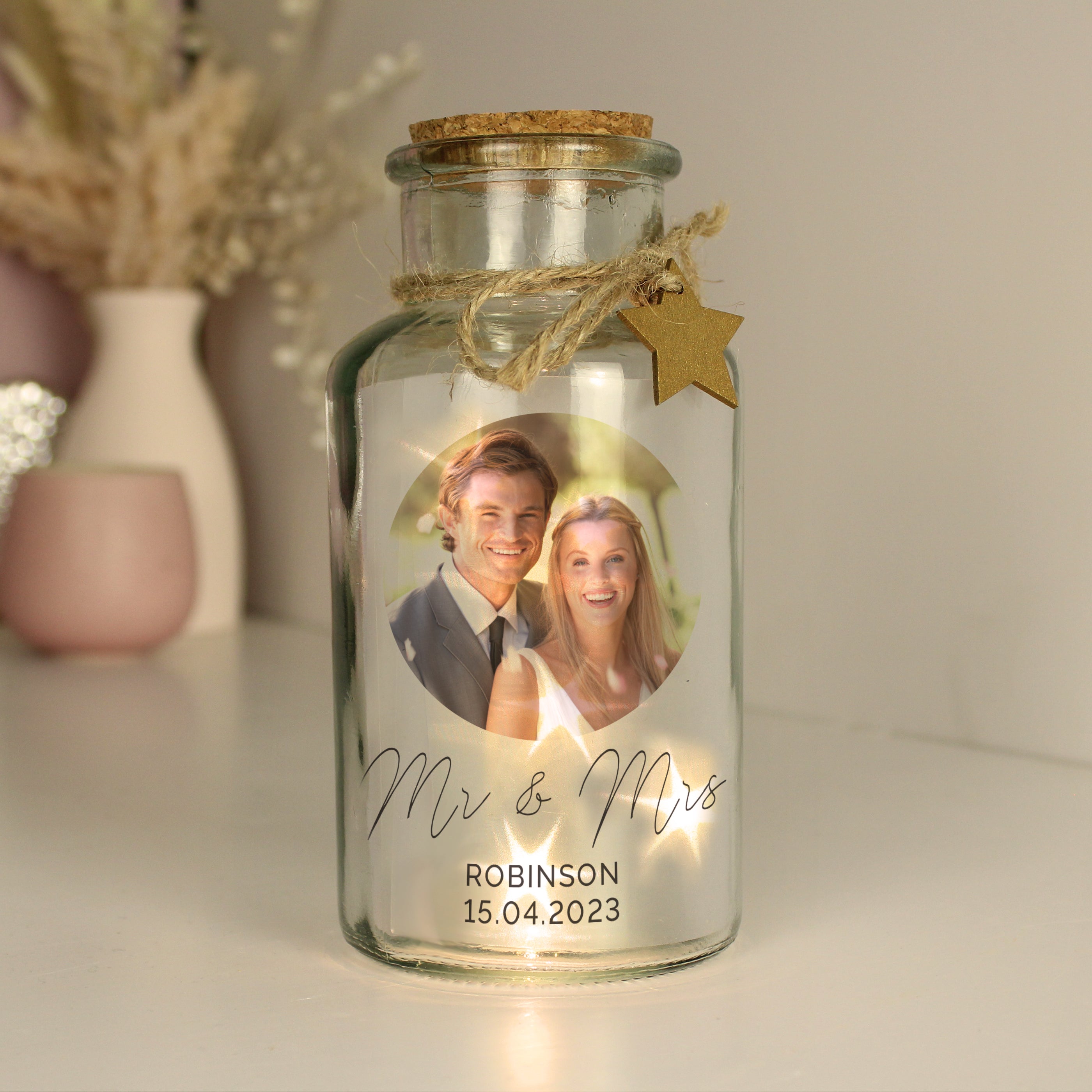 Personalised Photo Upload LED Glass Jar