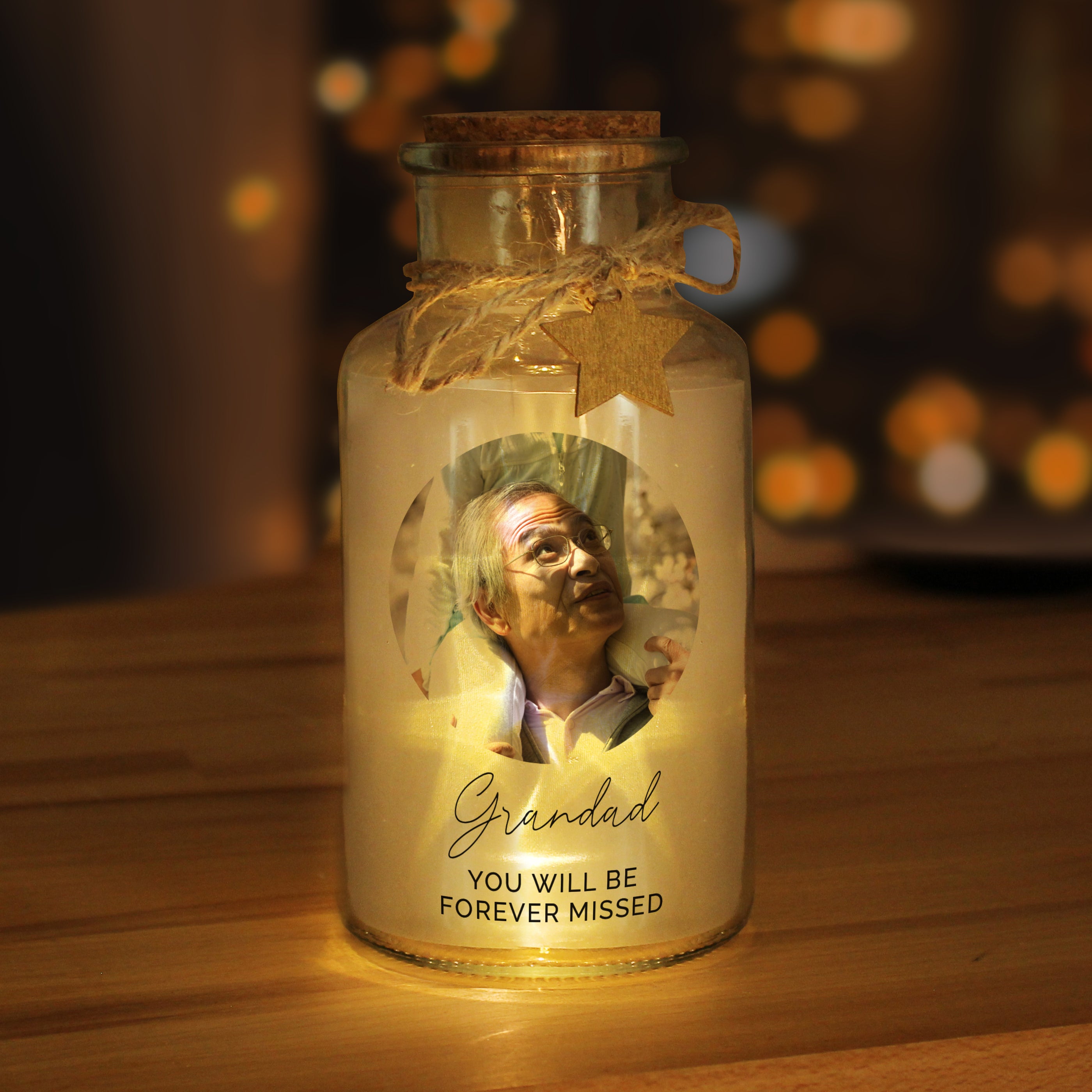 Personalised Photo Upload LED Glass Jar