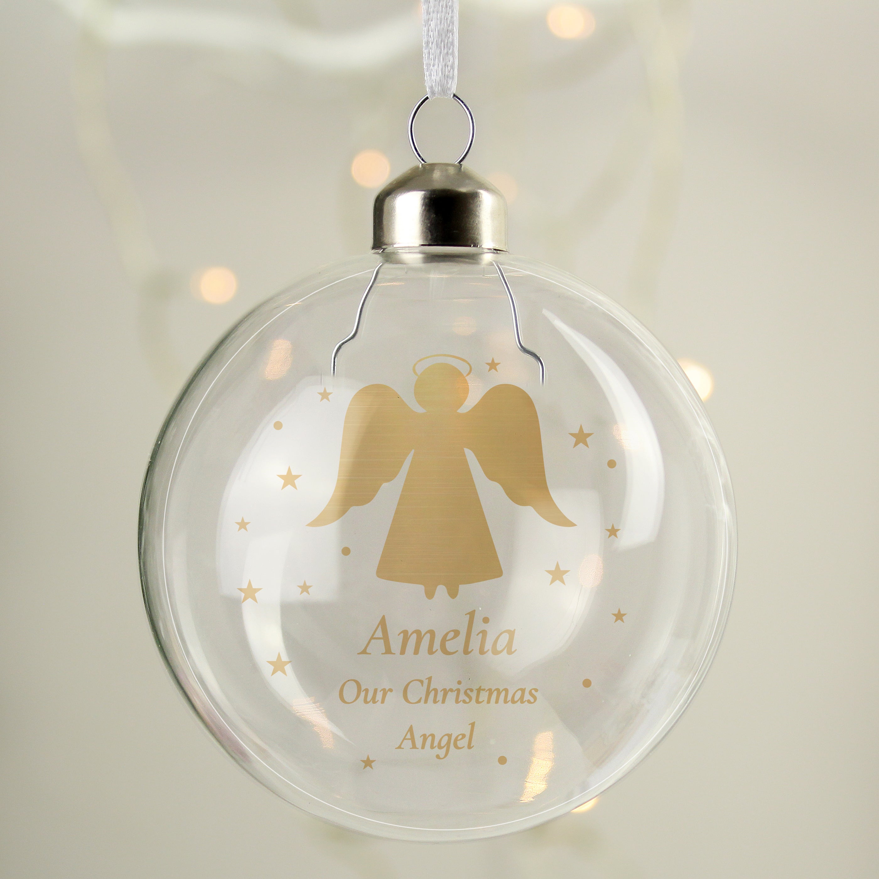 Personalised Gold Angel Glass Bauble