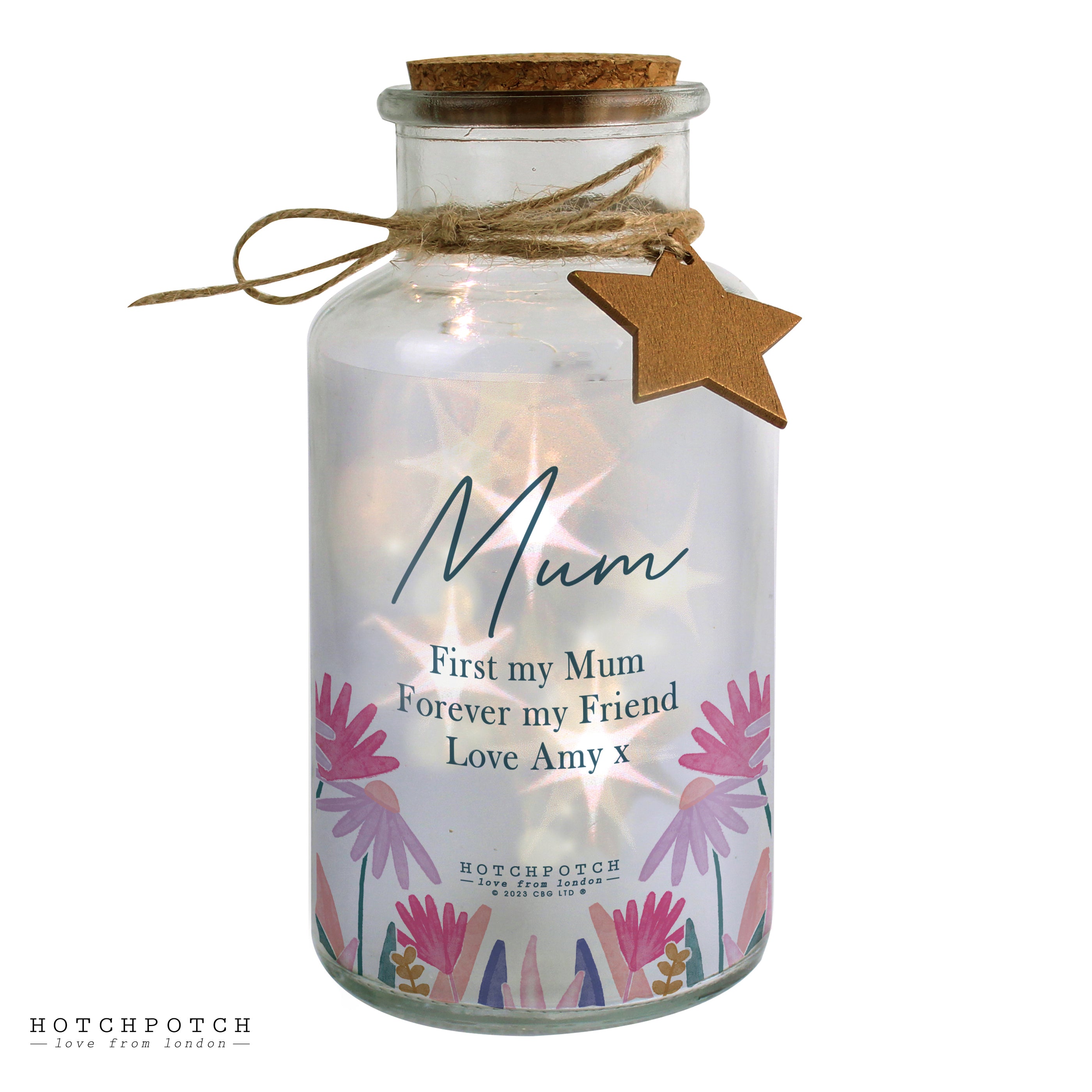 Personalised Hotchpotch Wild Flower LED Glass Jar