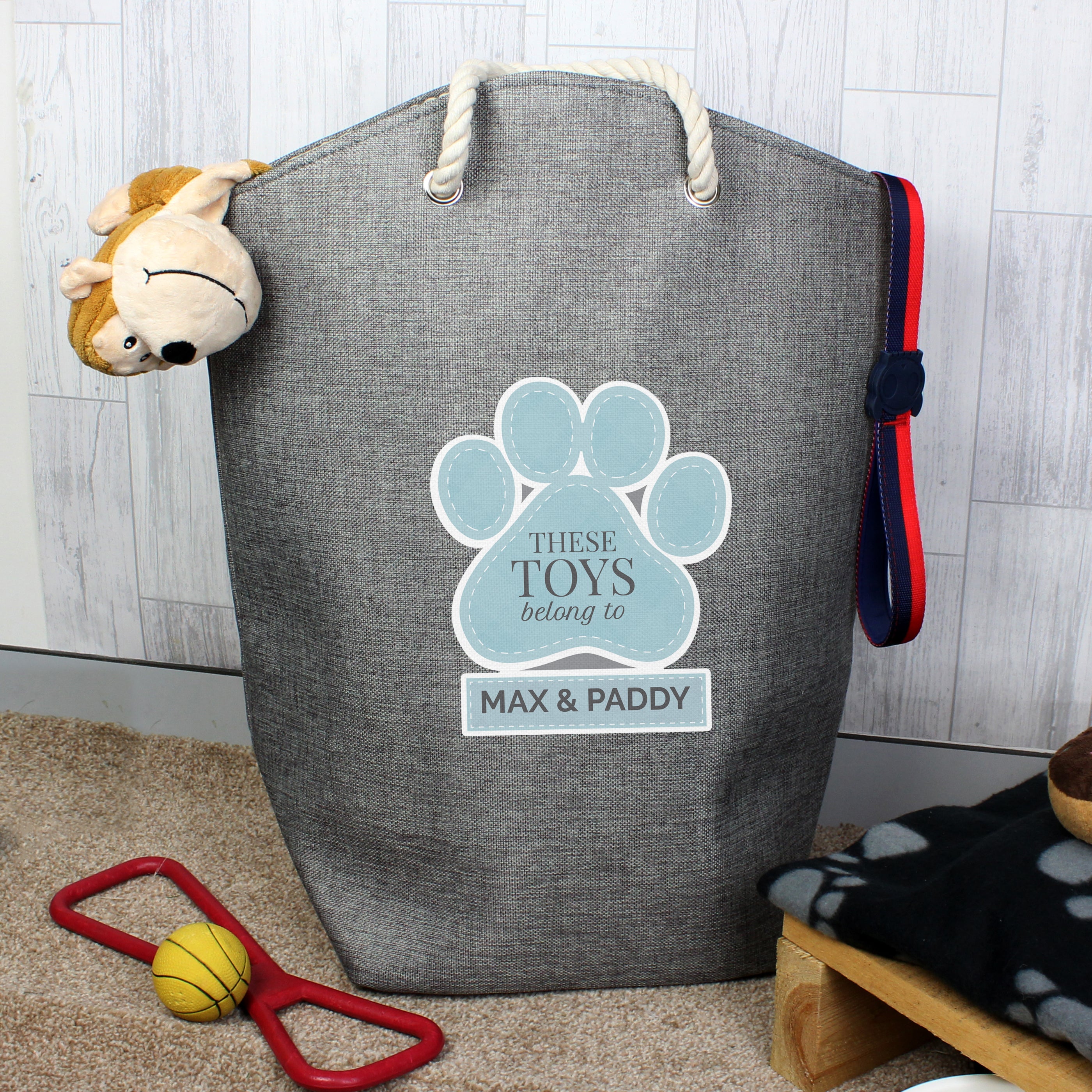 Personalised Blue Paw Print Storage Bag