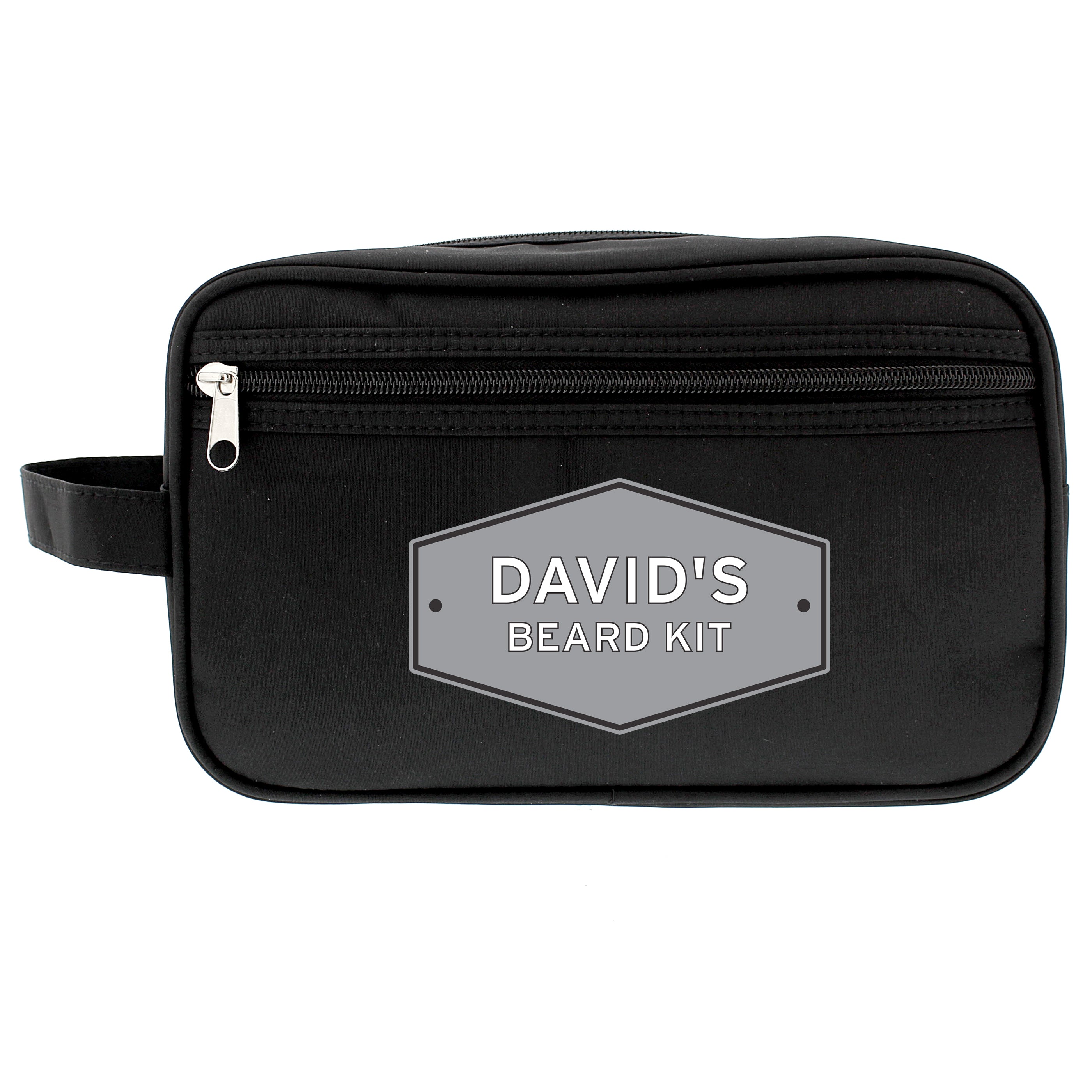 Personalised Plaque Black Toiletry Bag