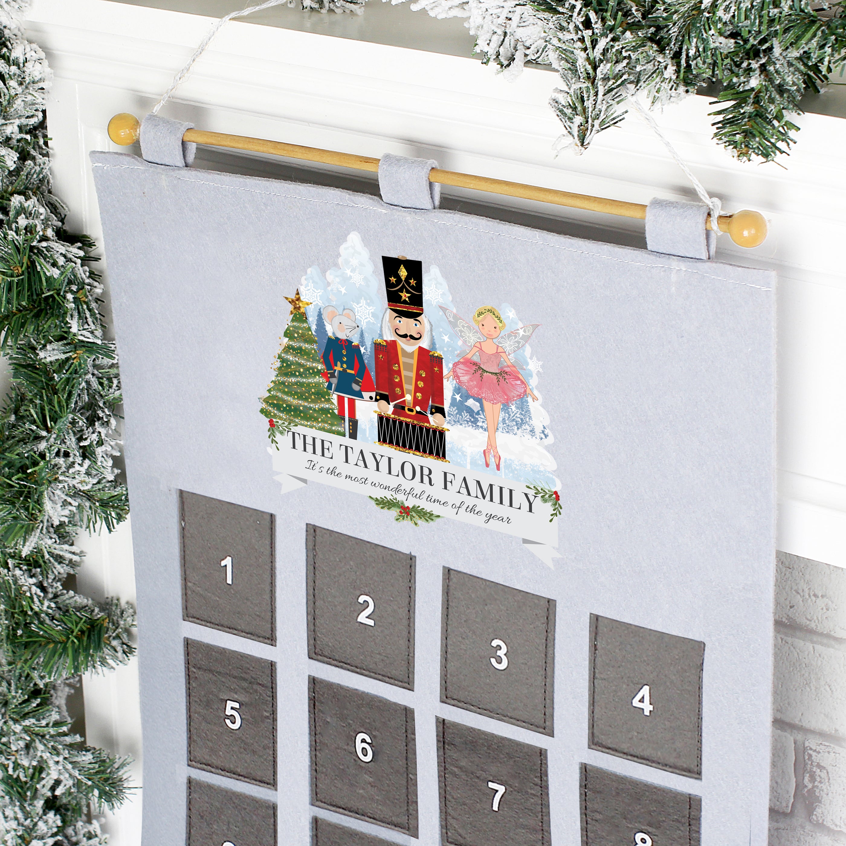 Personalised Nutcracker Advent Calendar In Silver Grey