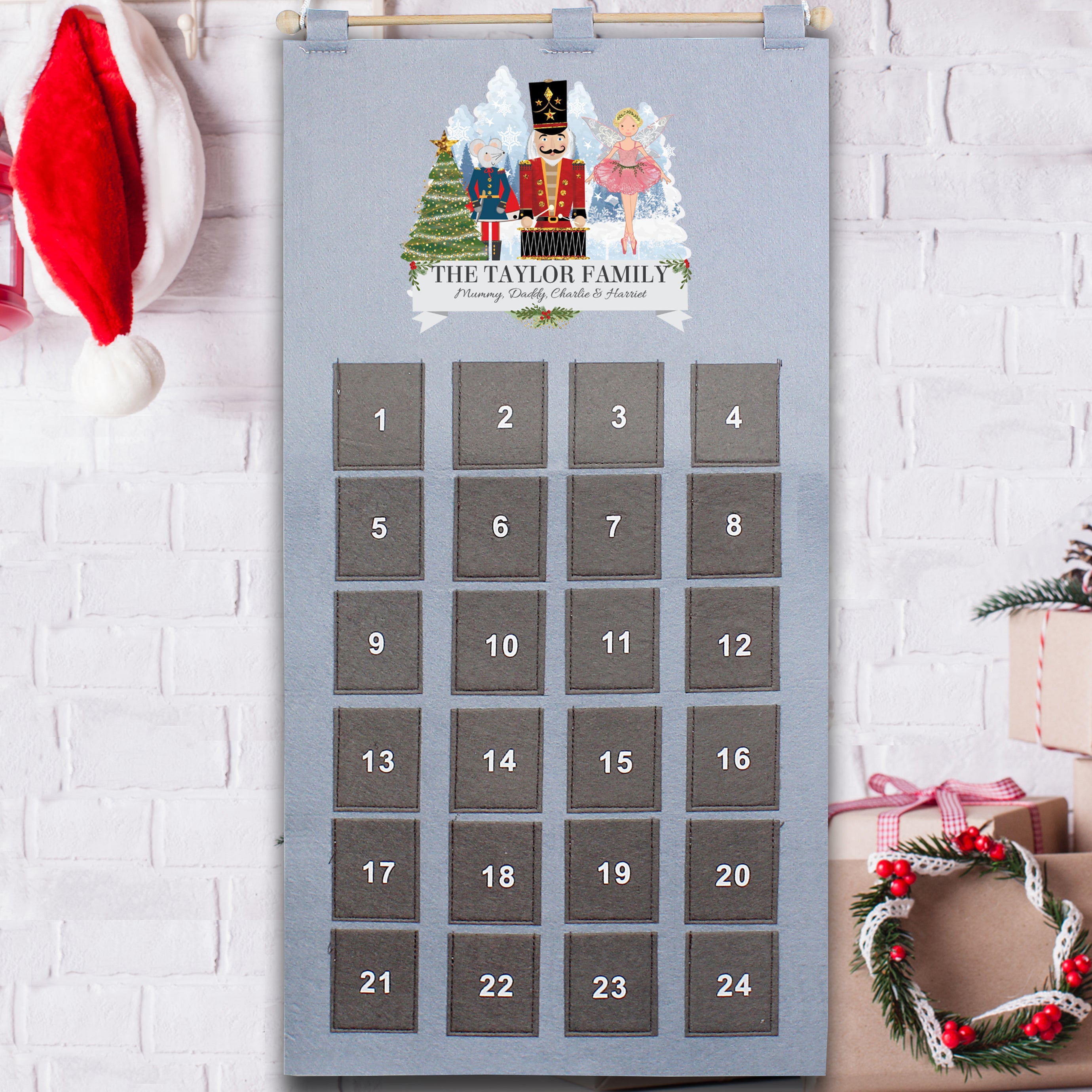 Personalised Nutcracker Advent Calendar In Silver Grey