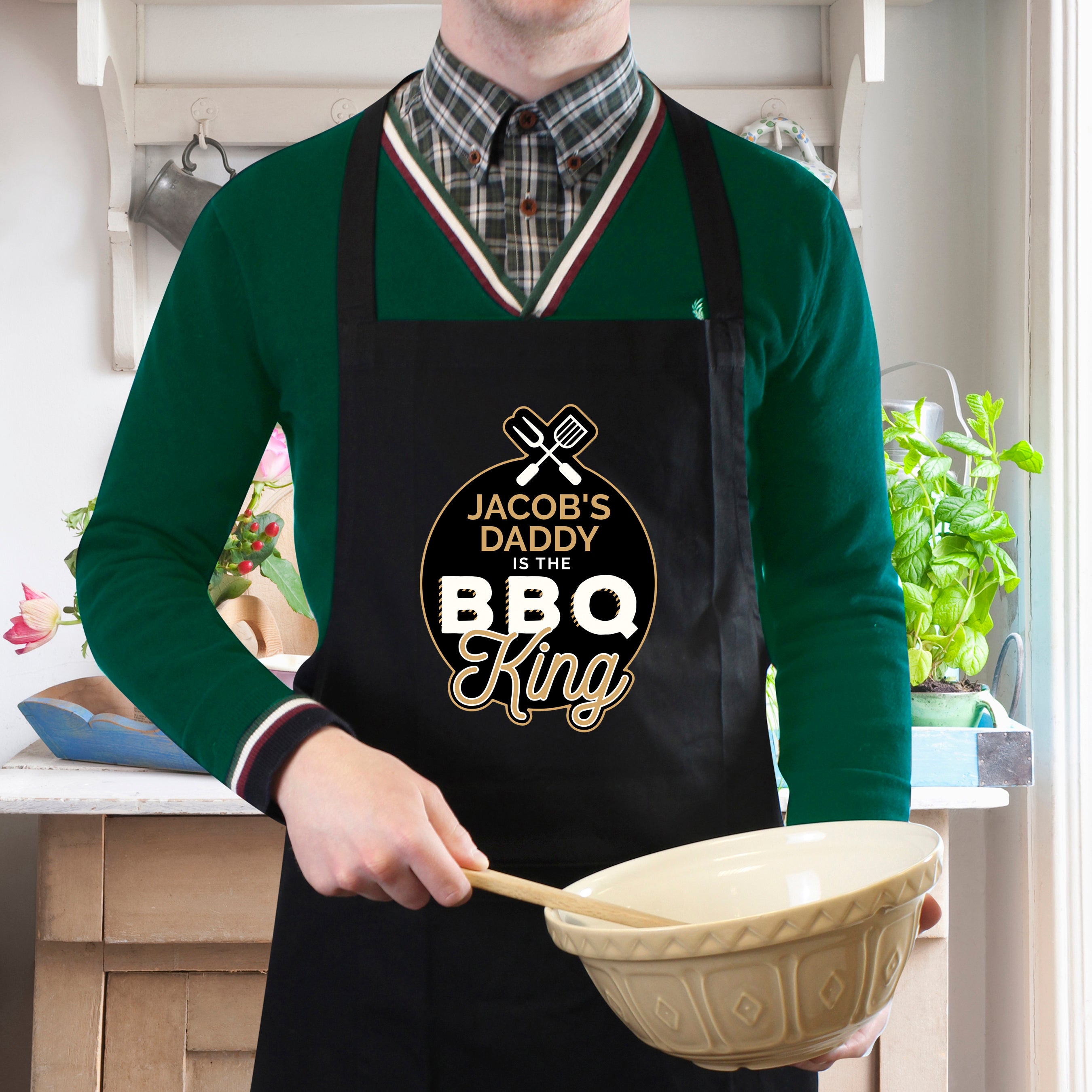 Personalised BBQ King Black Apron