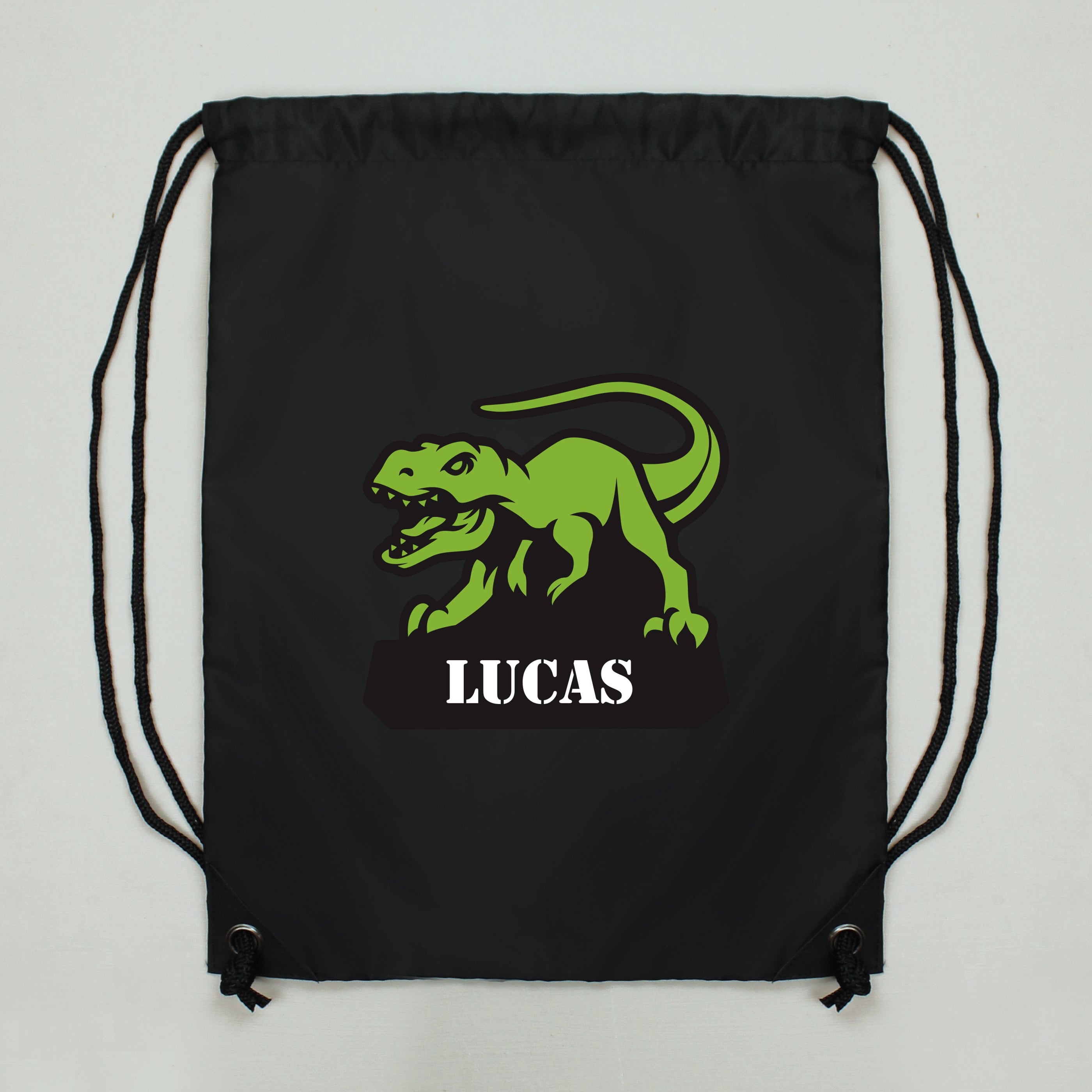 Personalised Dinosaur Black Kit Bag