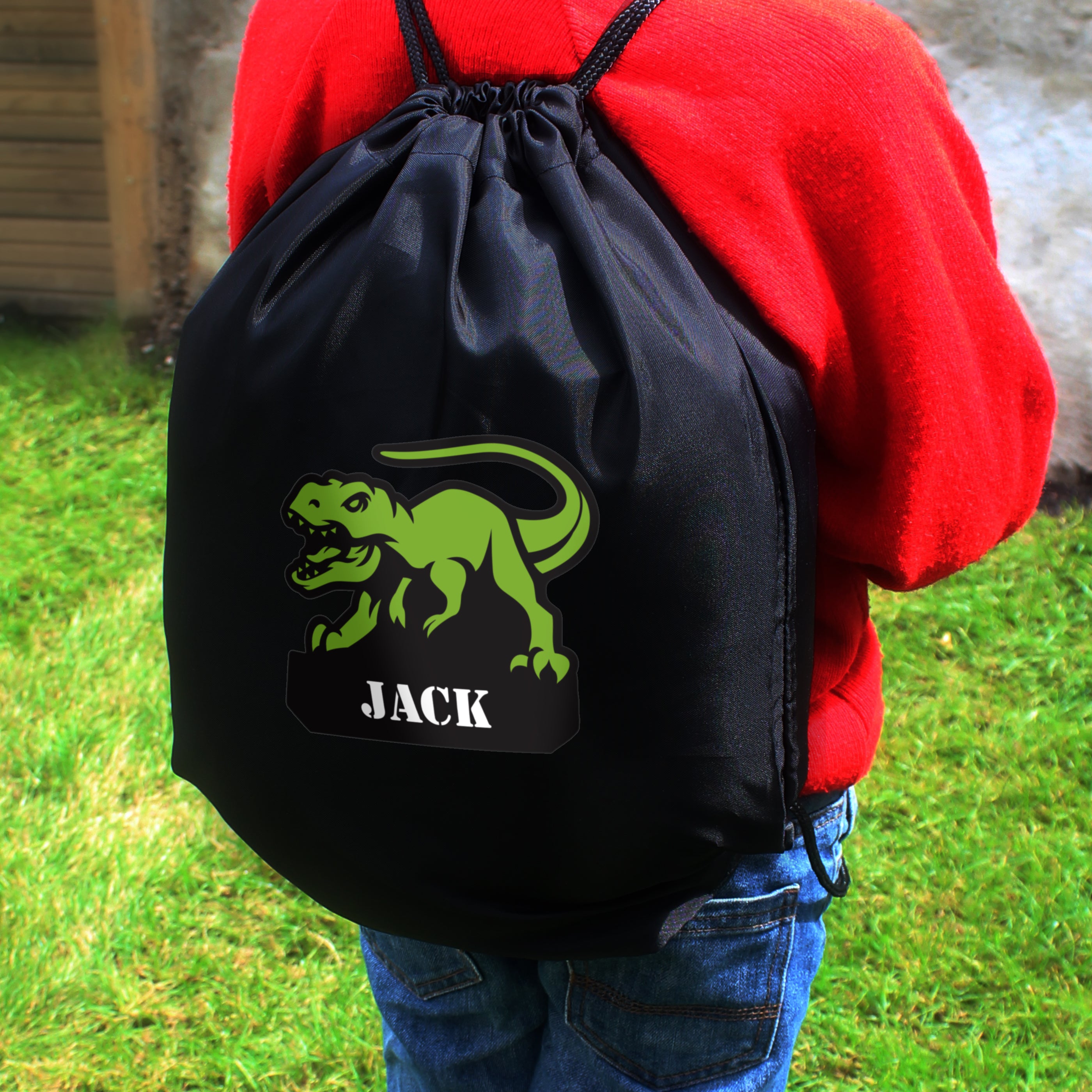 Personalised Dinosaur Black Kit Bag