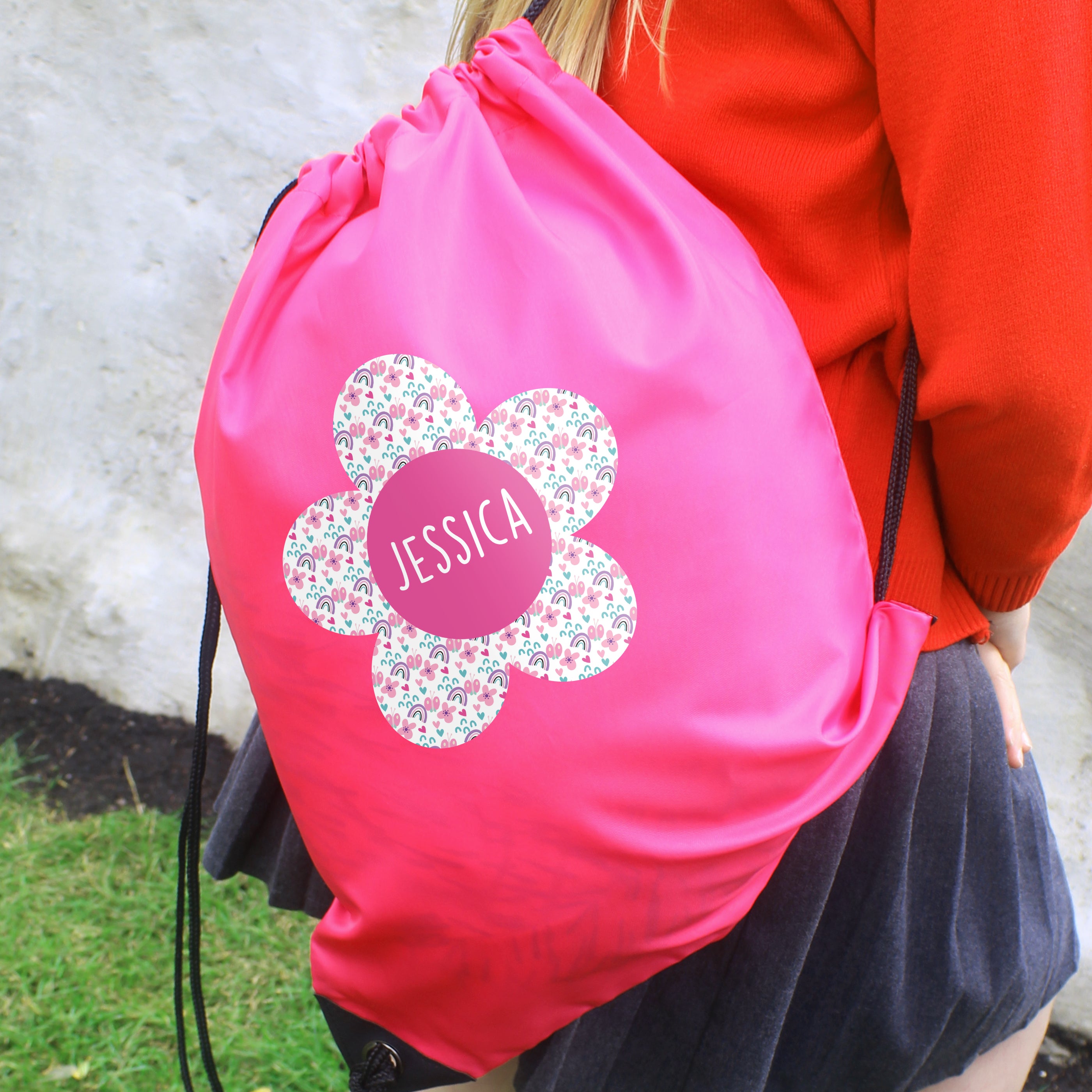 Personalised Flower Pink Kit Bag