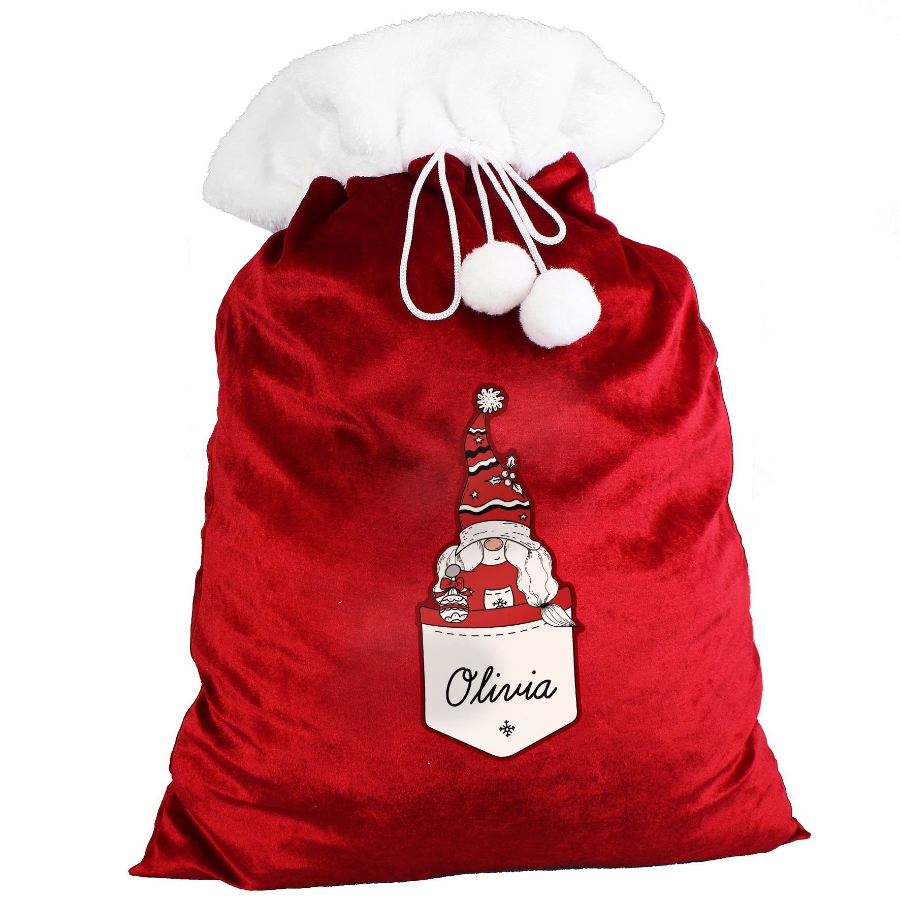 Personalised Gonk Family Red Christmas Sack - Female