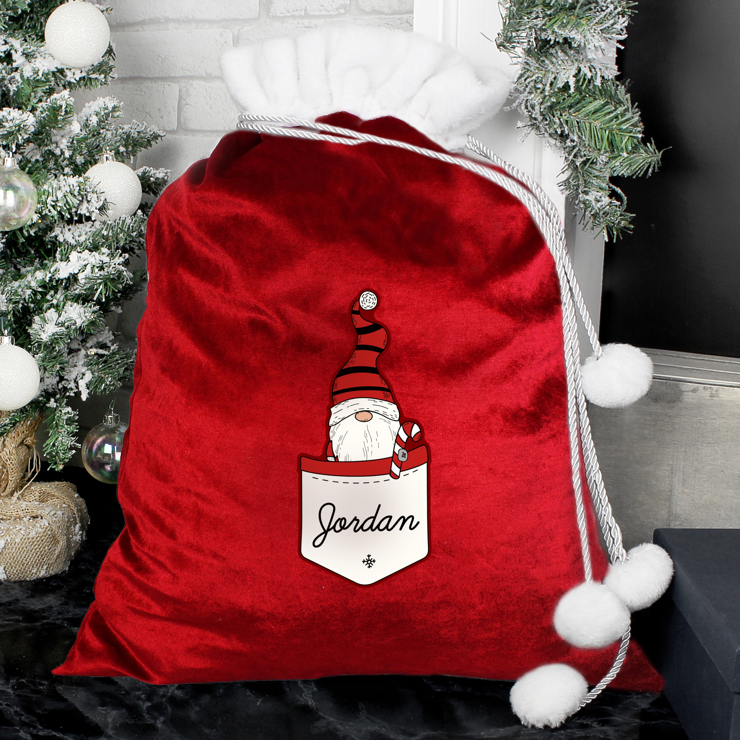 Personalised Gonk Family Red Christmas Sack - Boy