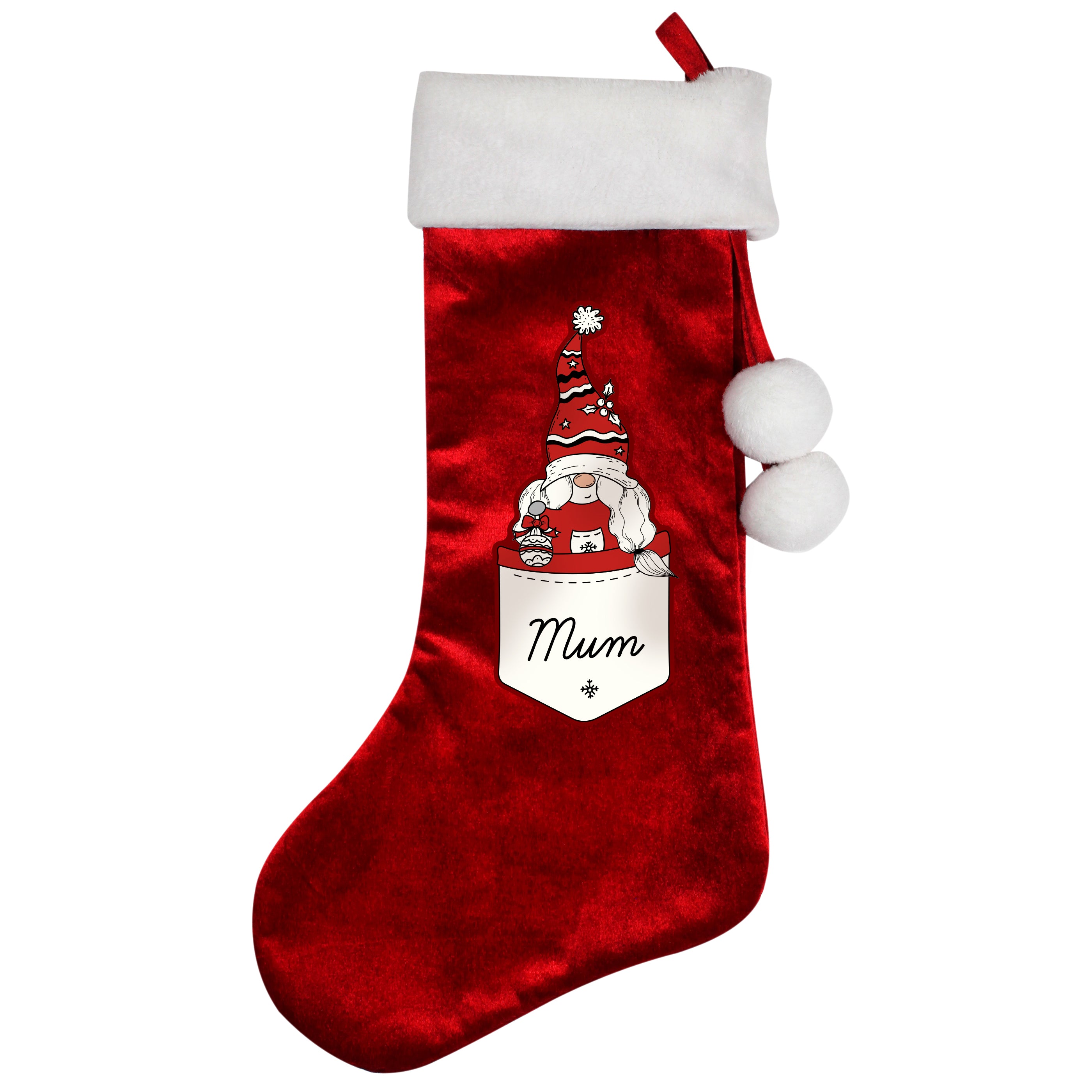 Personalised Gonk Family Red Christmas Stocking- Female