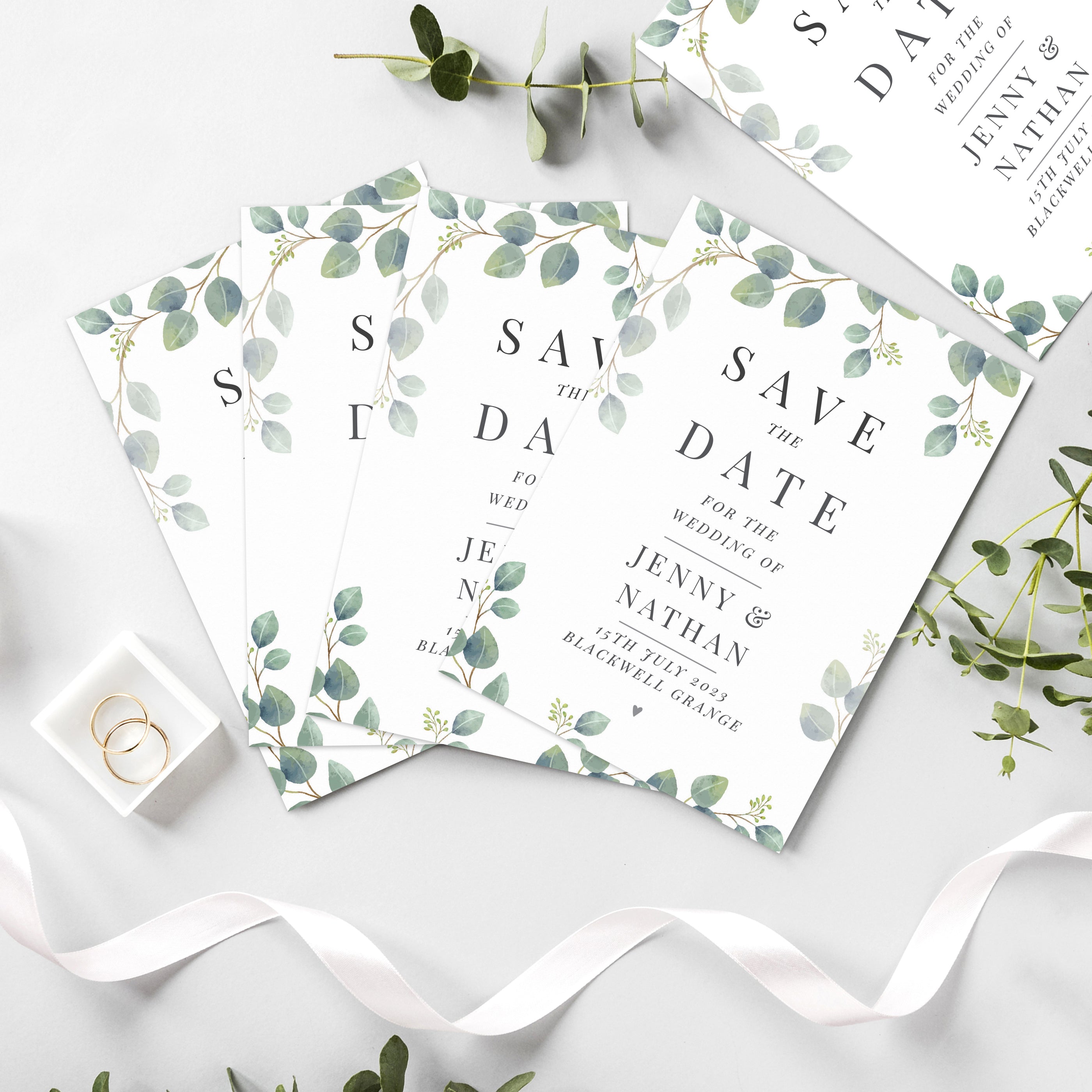 Personalised Botanical Wedding Save the Dates Pack of 36