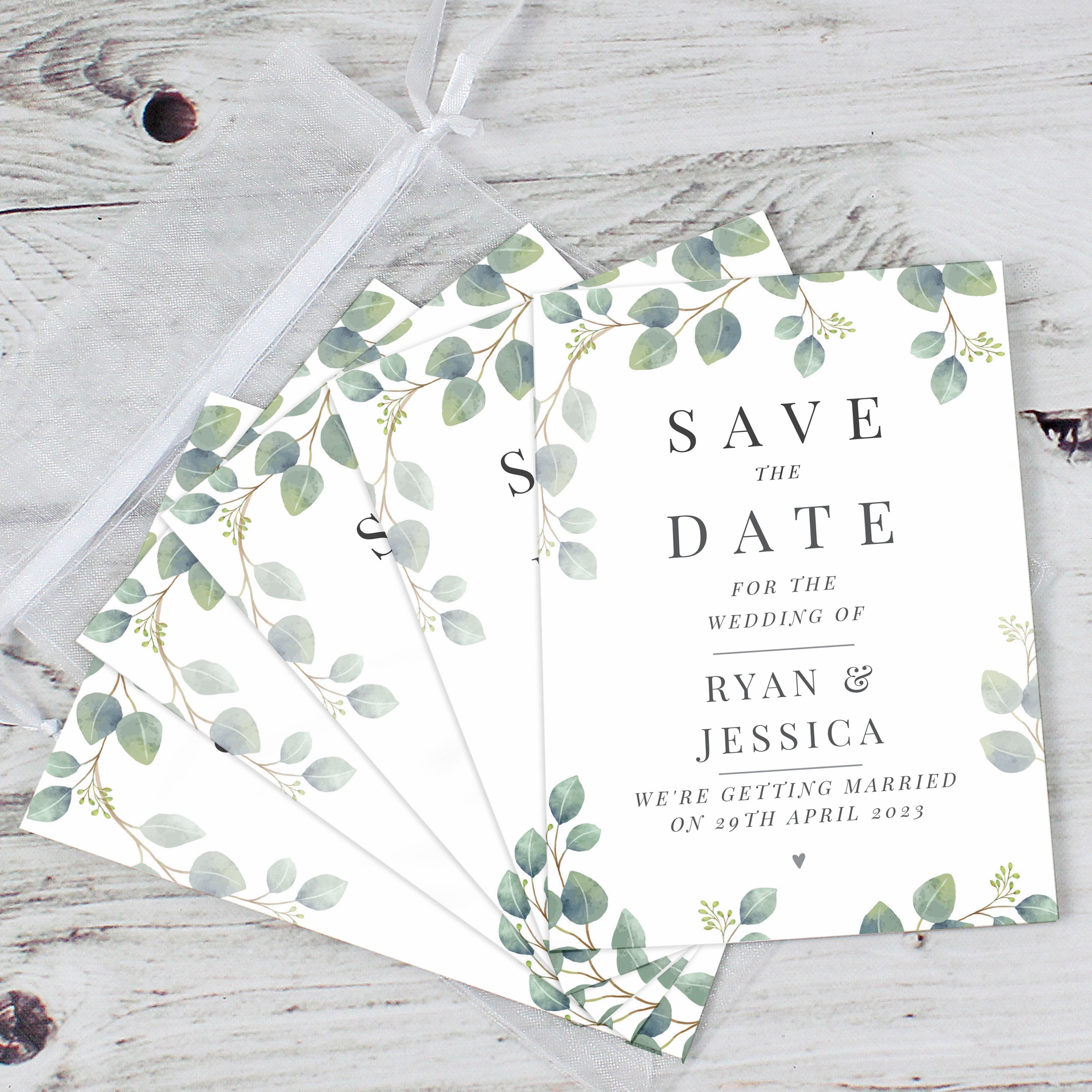 Personalised Botanical Wedding Save the Dates Pack of 36