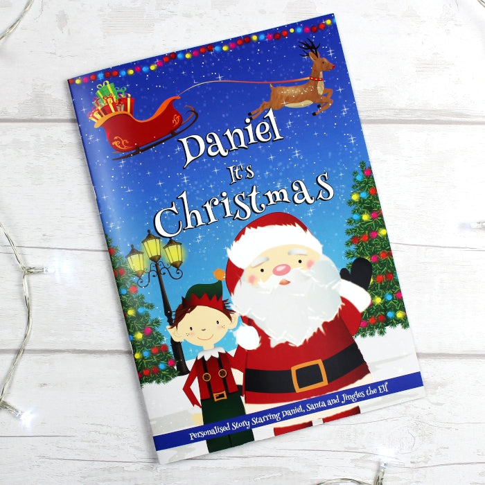 Personalised Boys ""It's Christmas"" Story Book, Featuring Santa and his Elf Jingles