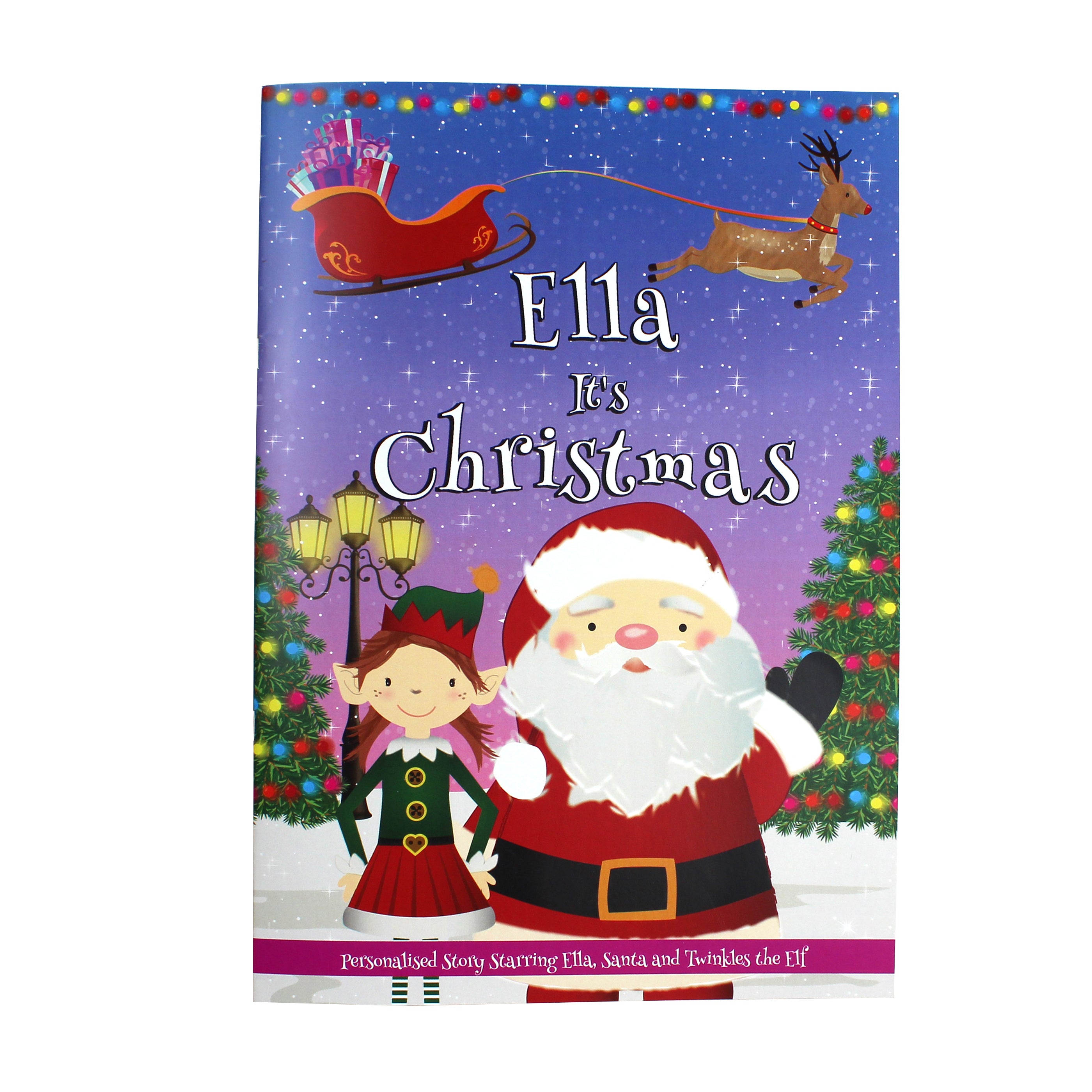 Personalised Girls ""It's Christmas"" Story Book, Featuring Santa and his Elf Twinkles