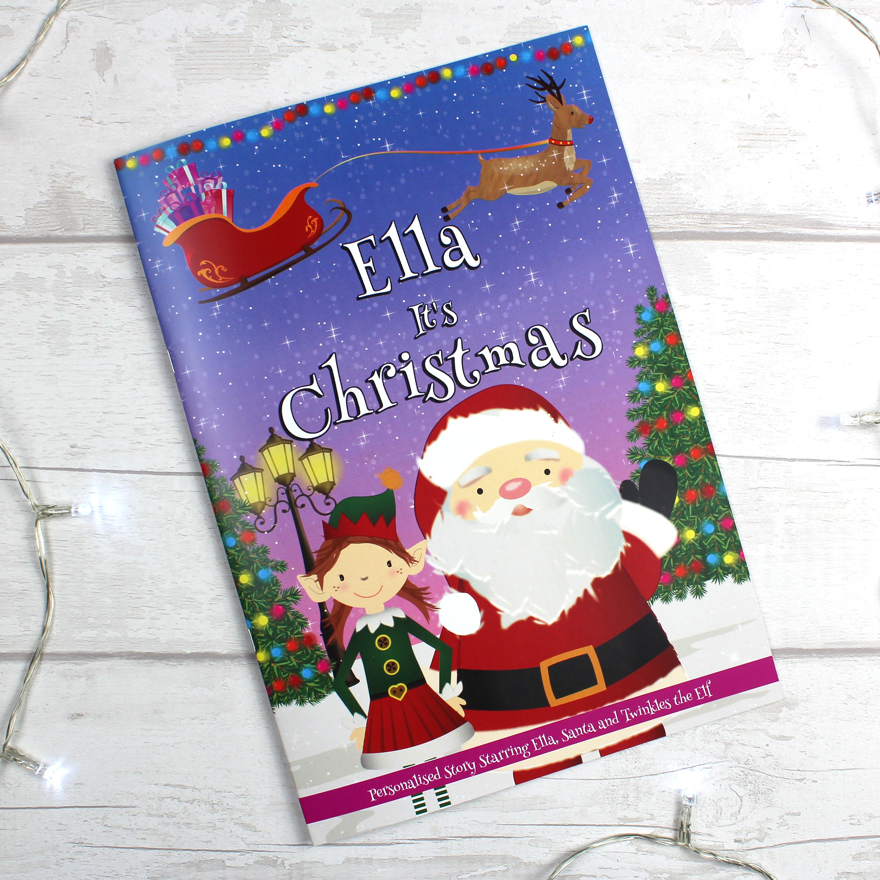 Personalised Girls ""It's Christmas"" Story Book, Featuring Santa and his Elf Twinkles