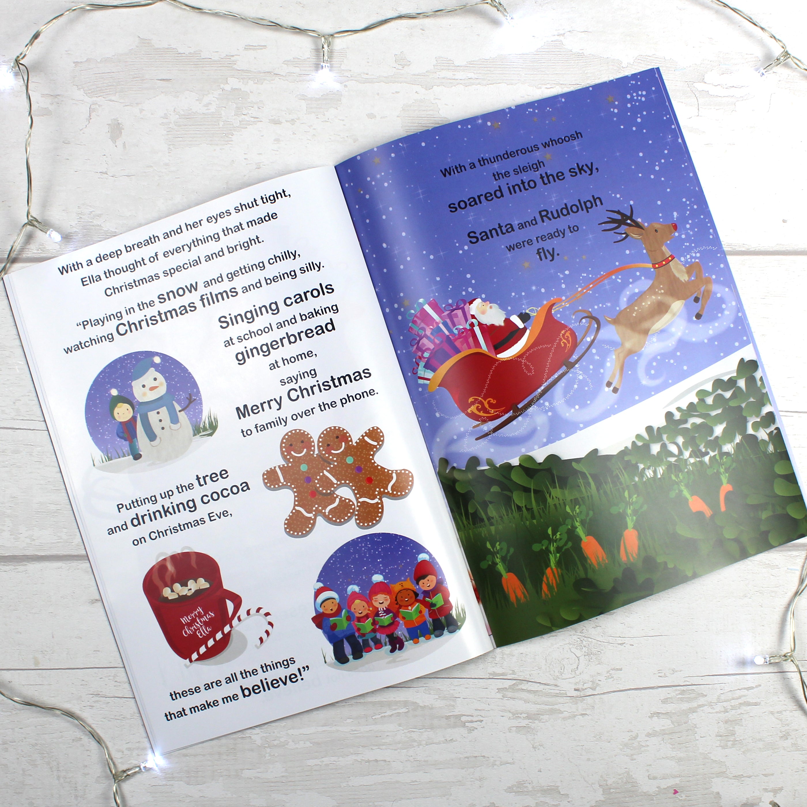 Personalised Girls ""It's Christmas"" Story Book, Featuring Santa and his Elf Twinkles