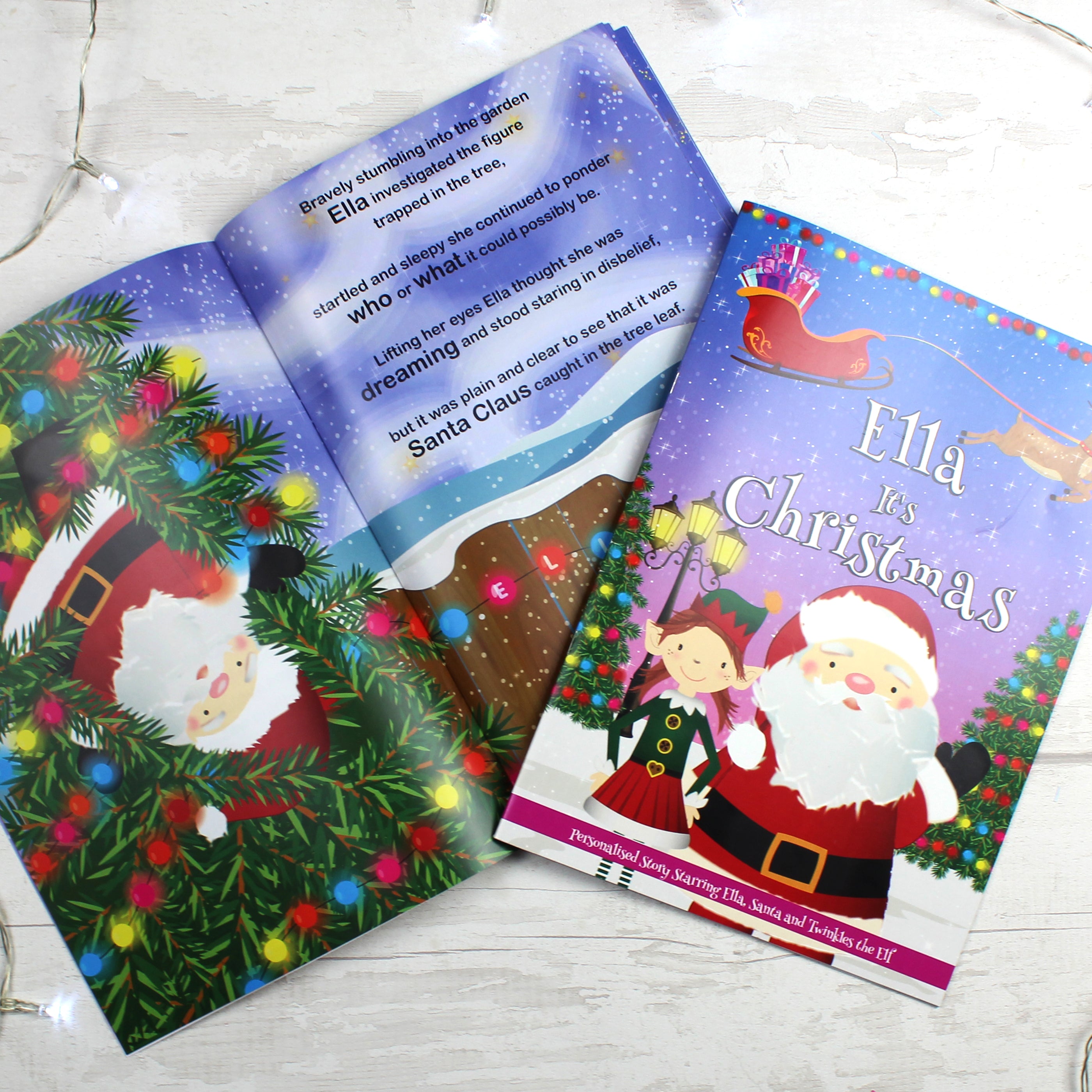 Personalised Girls ""It's Christmas"" Story Book, Featuring Santa and his Elf Twinkles