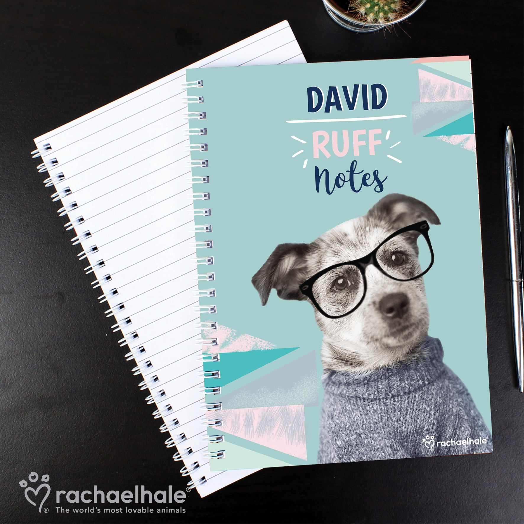 Personalised Rachael Hale 'Ruff Notes' Dog A5 Notebook