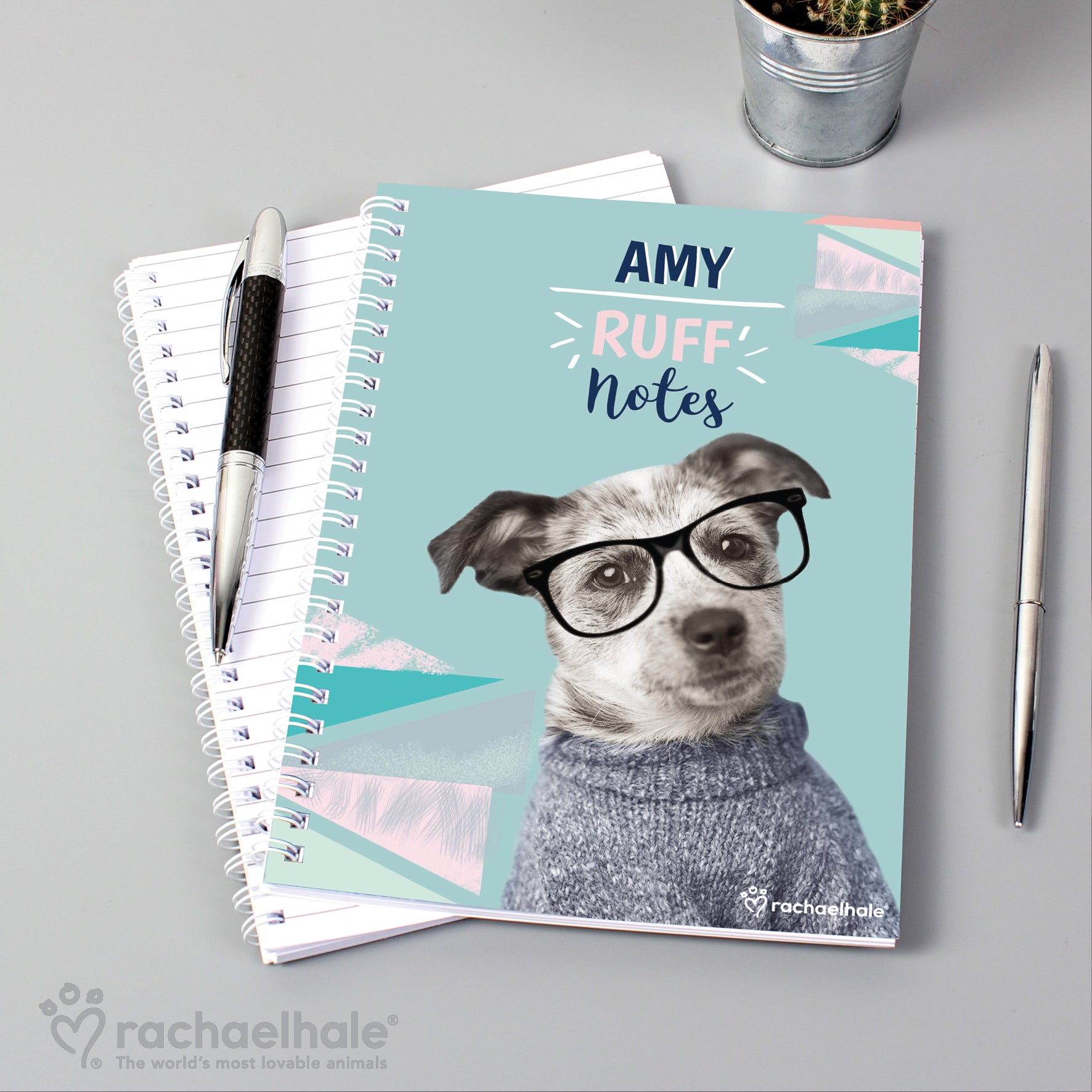 Personalised Rachael Hale 'Ruff Notes' Dog A5 Notebook