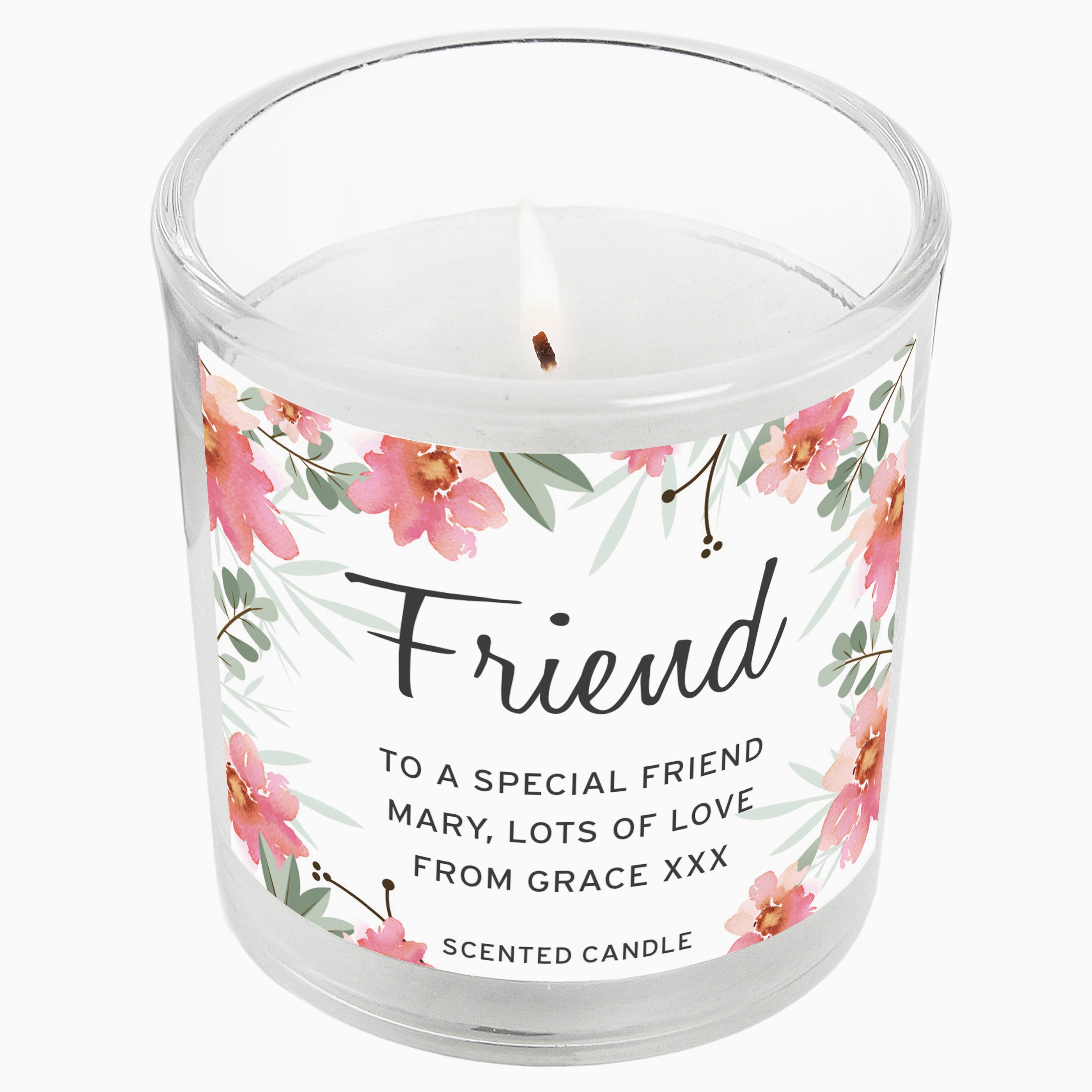 Personalised Floral Sentimental Scented Jar Candle