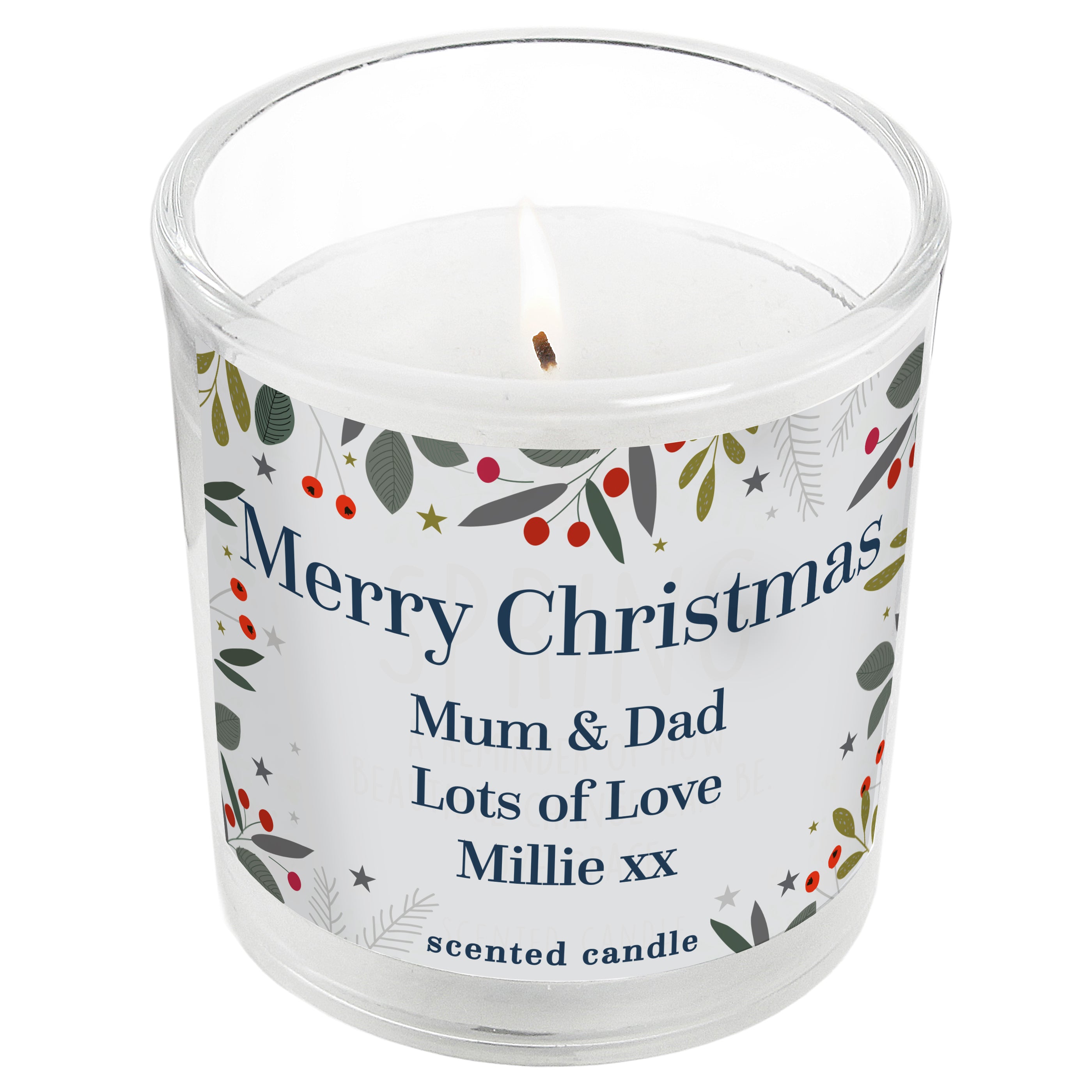 Personalised Festive Christmas Scented Jar Candle