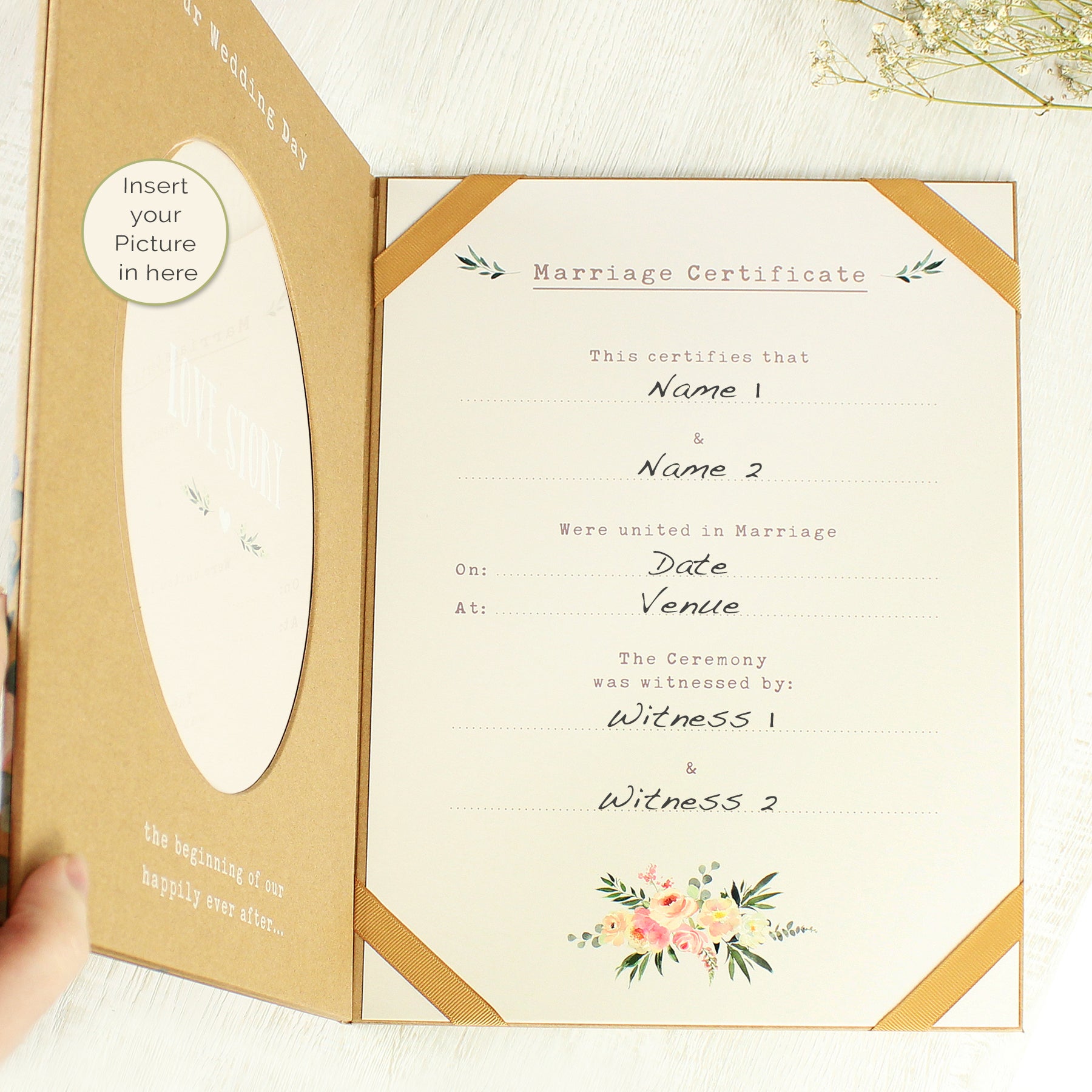 Personalised Wedding Certificate Display Book