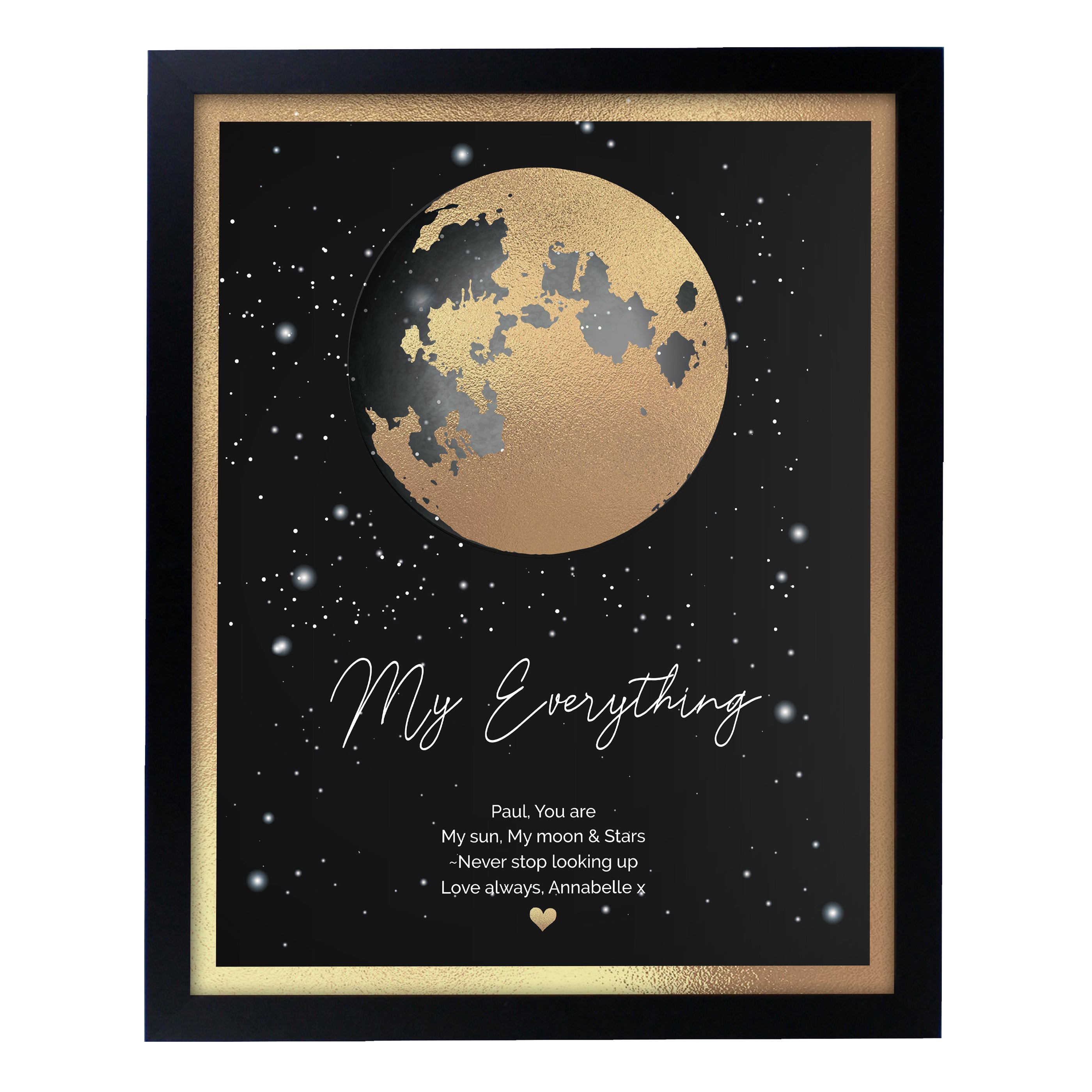 Personalised You Are My Sun My Moon Black Framed Print