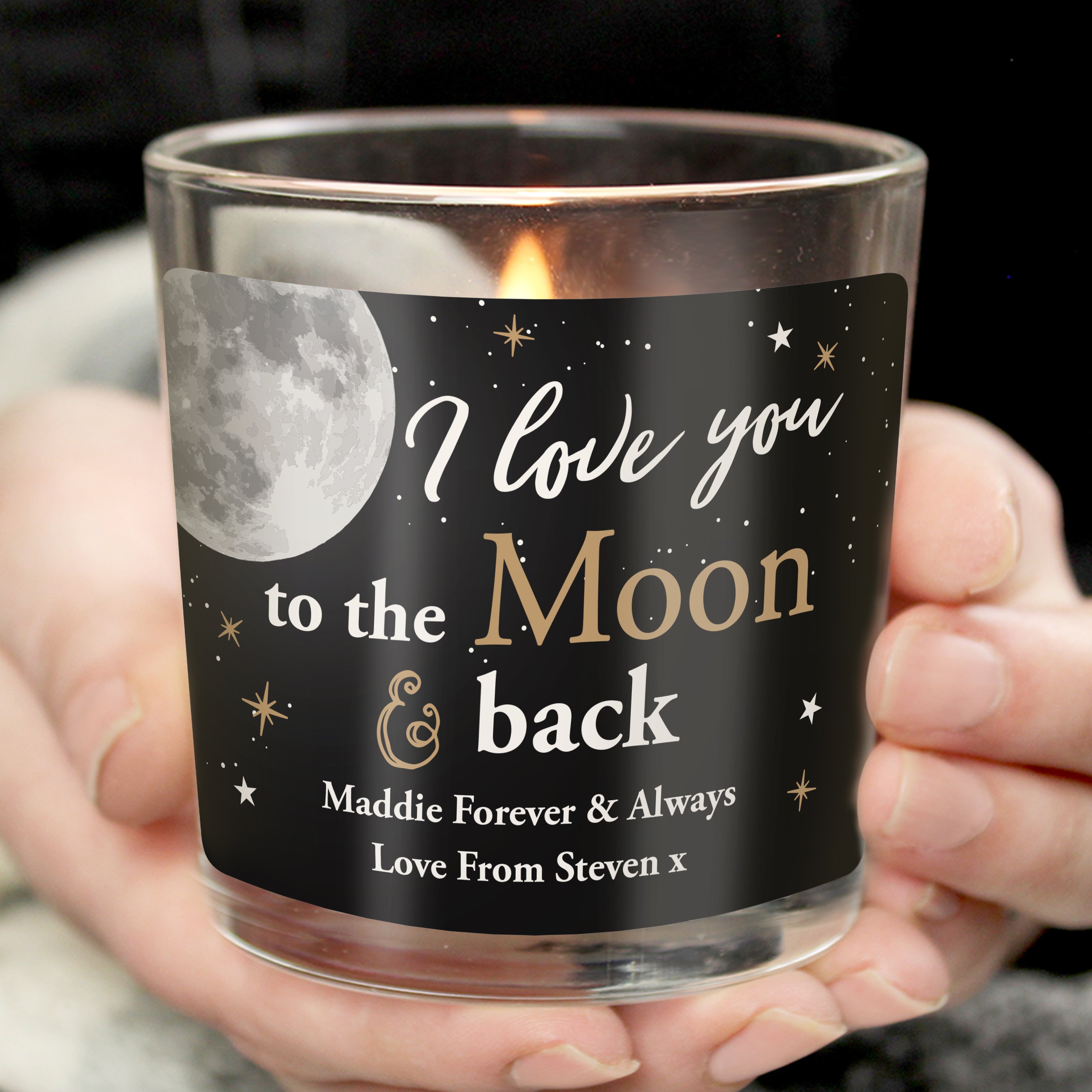 Personalised Moon & Back Scented Jar Candle