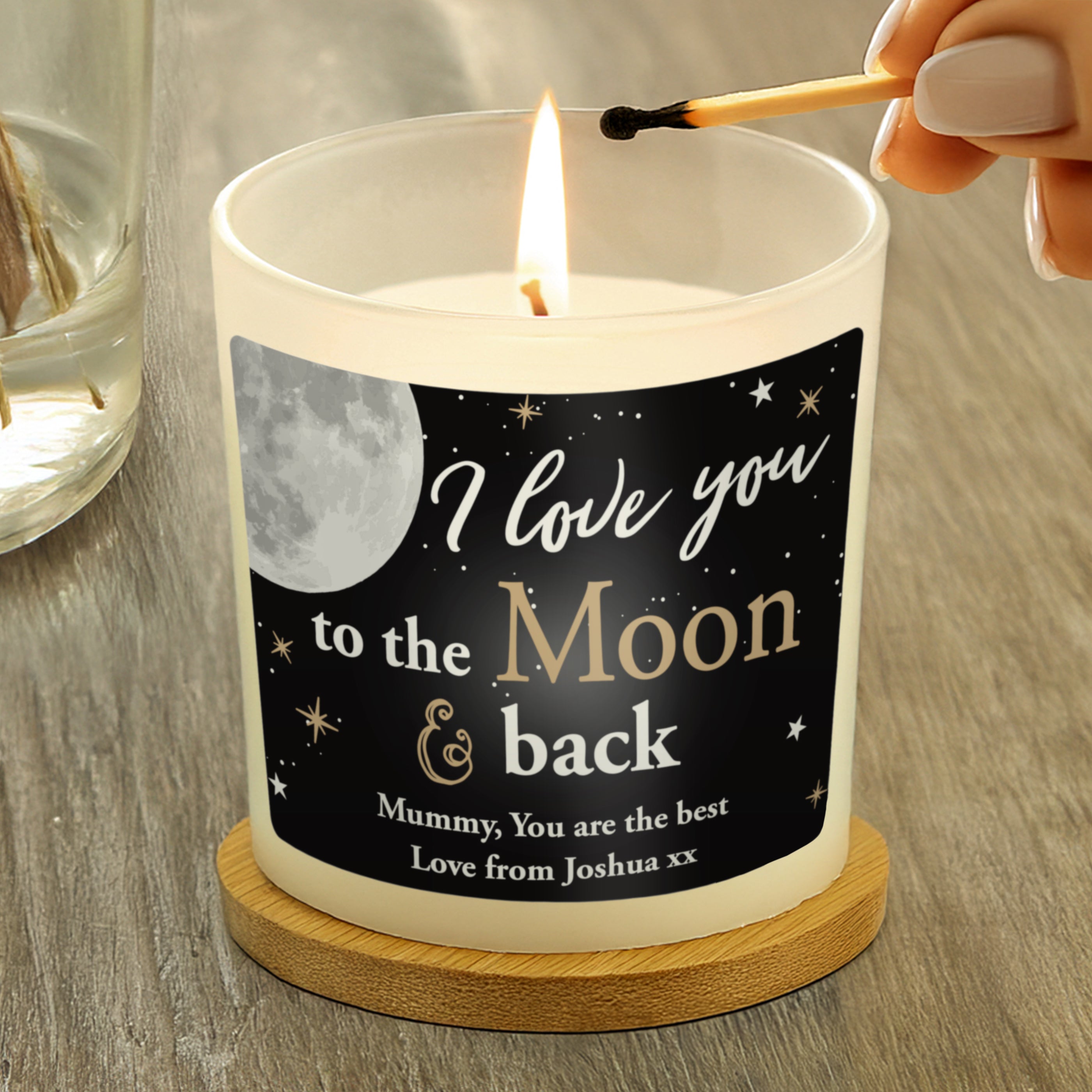 Personalised Moon & Back Scented Jar Candle