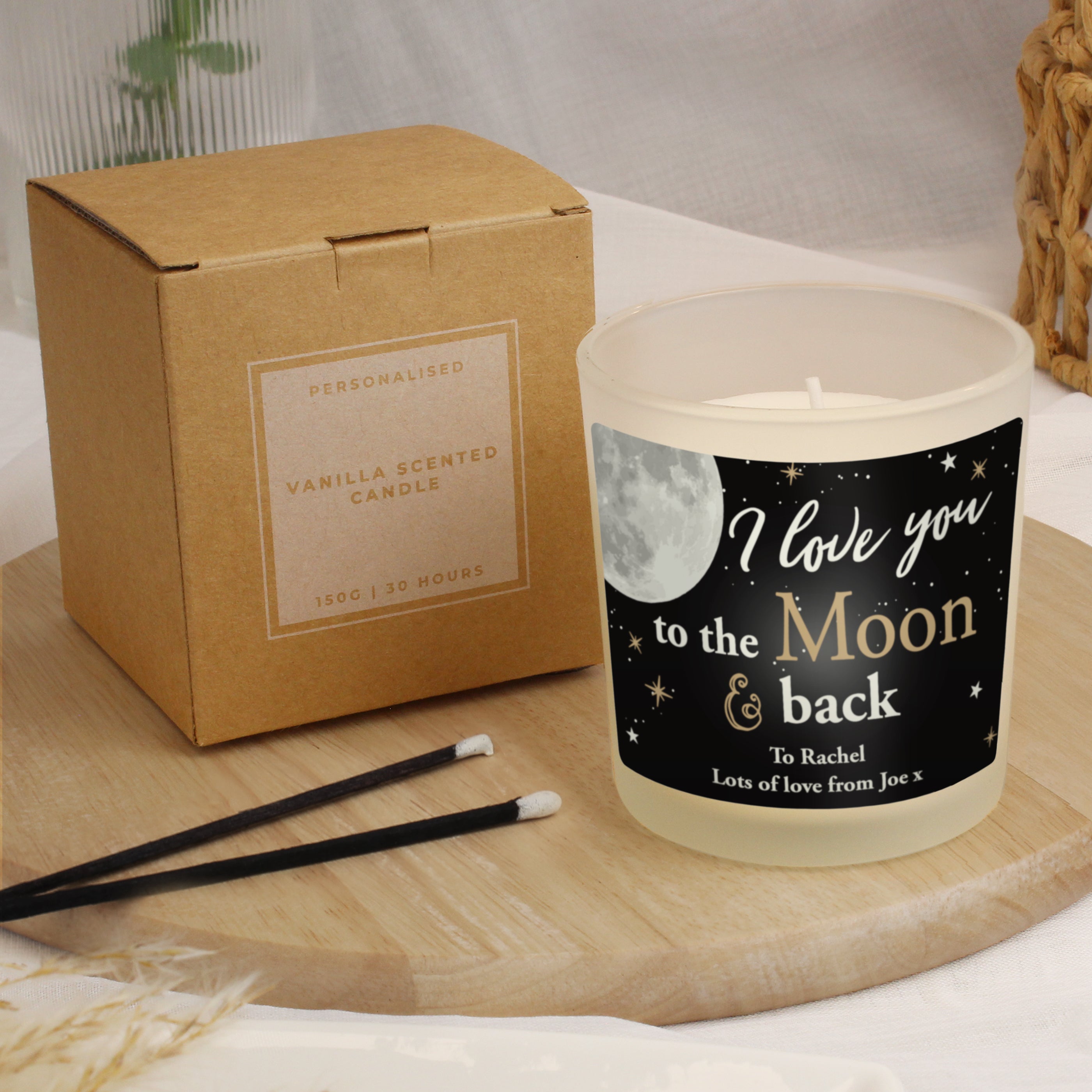 Personalised Moon & Back Scented Jar Candle