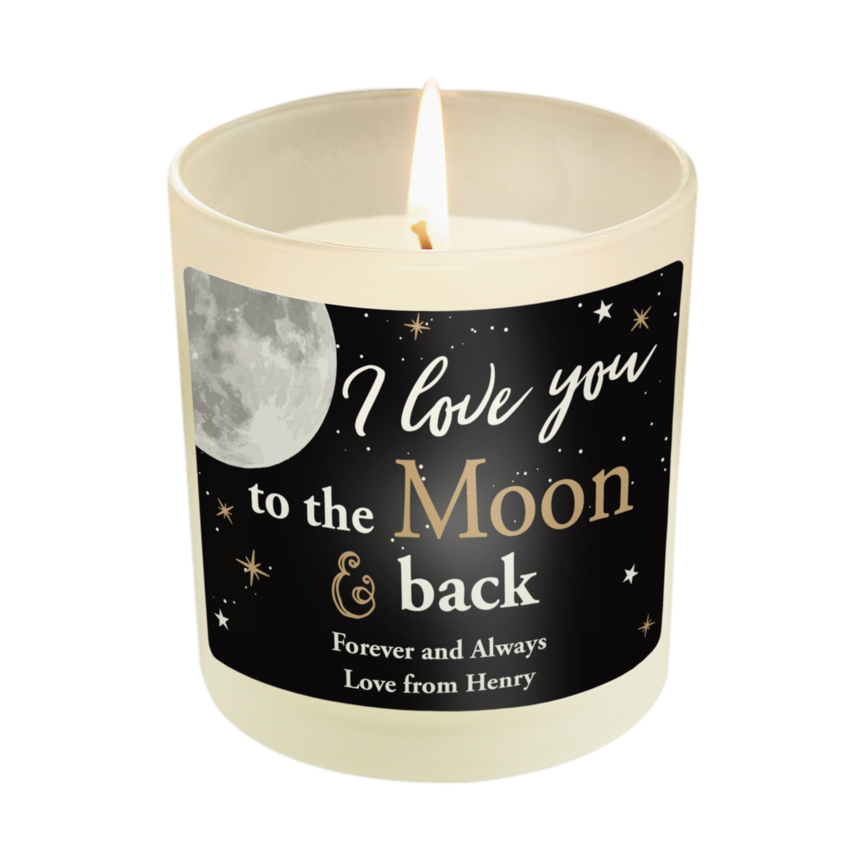 Personalised Moon & Back Scented Jar Candle