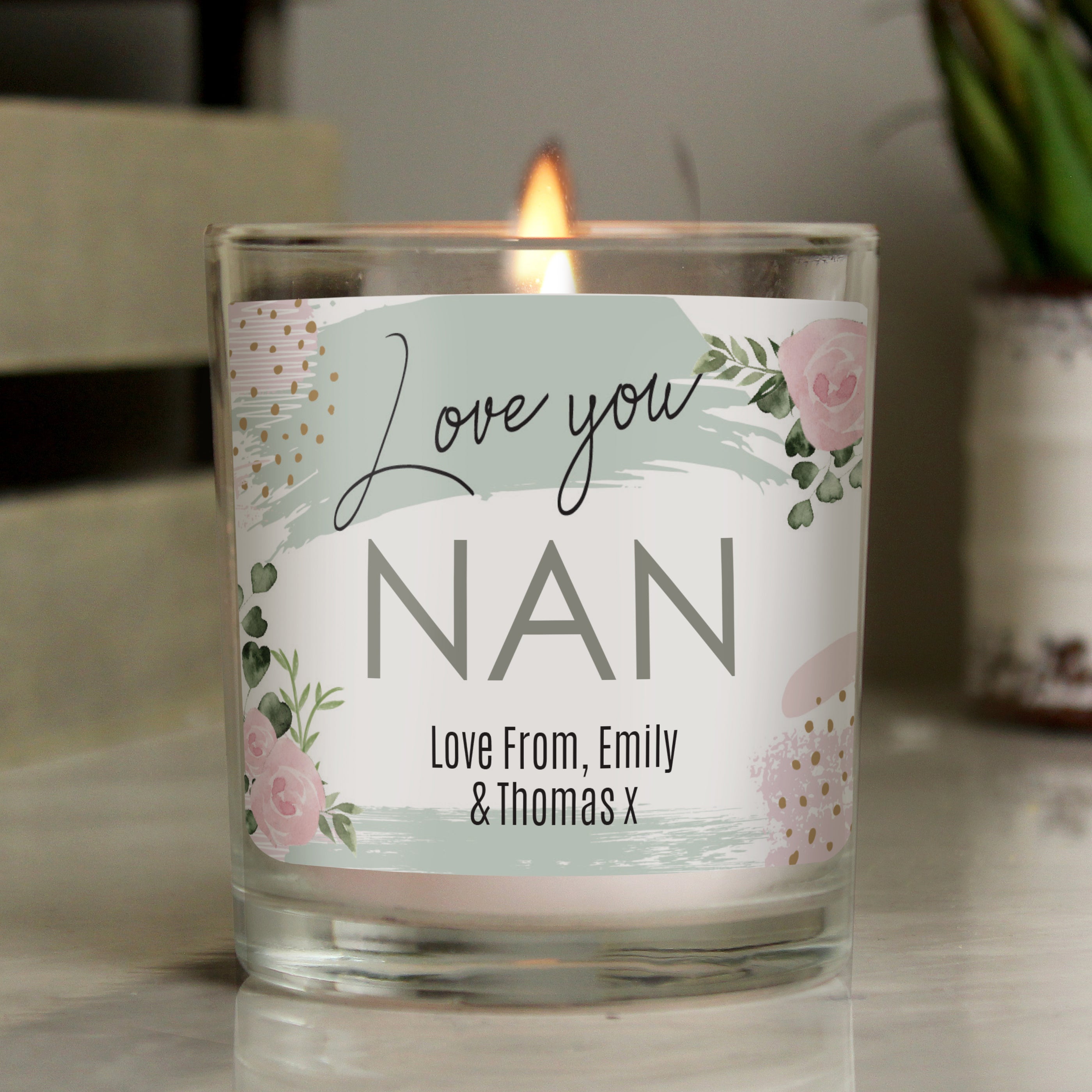 Personalised Abstract Rose Scented Jar Candle