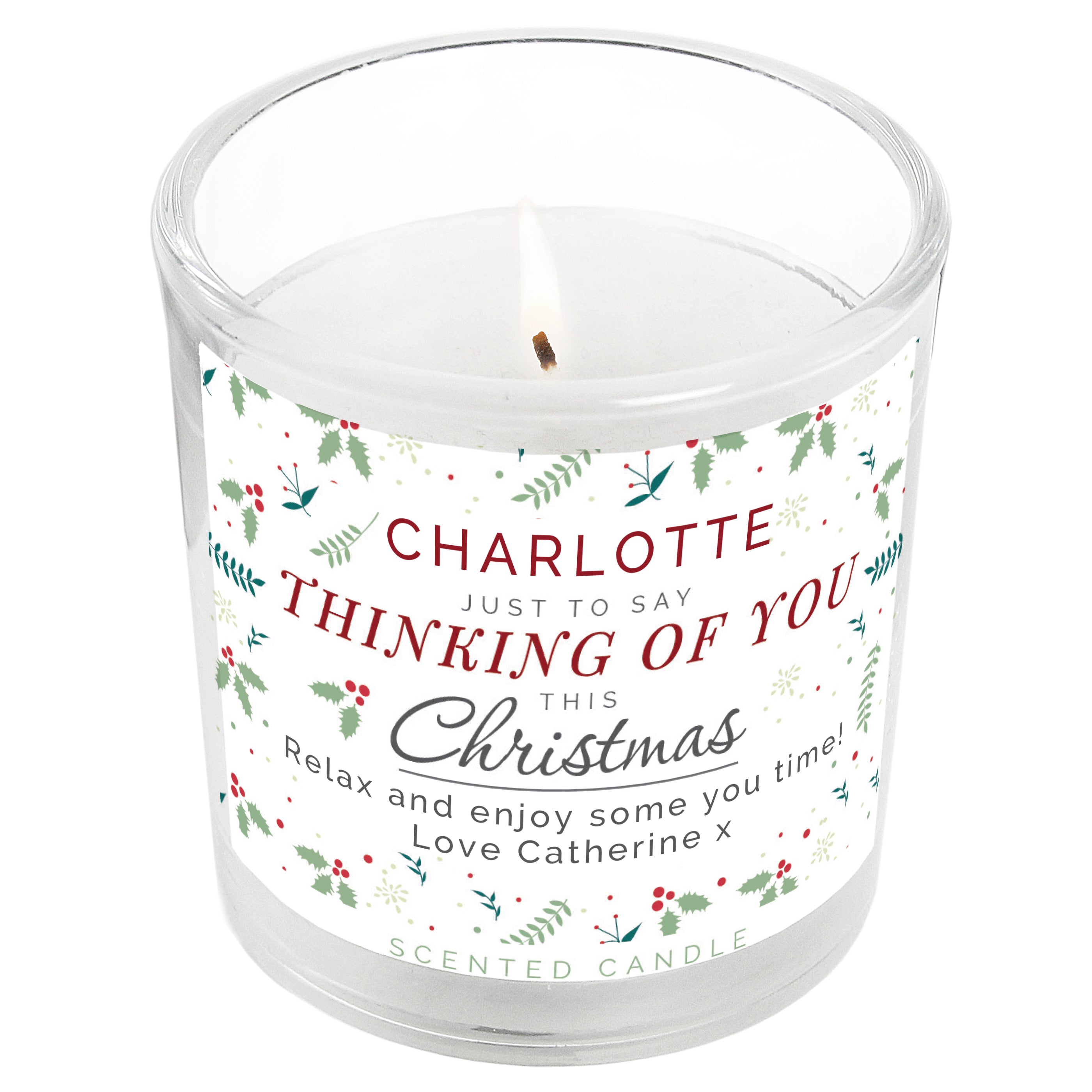 Personalised Thinking of You Christmas Scented Jar Candle