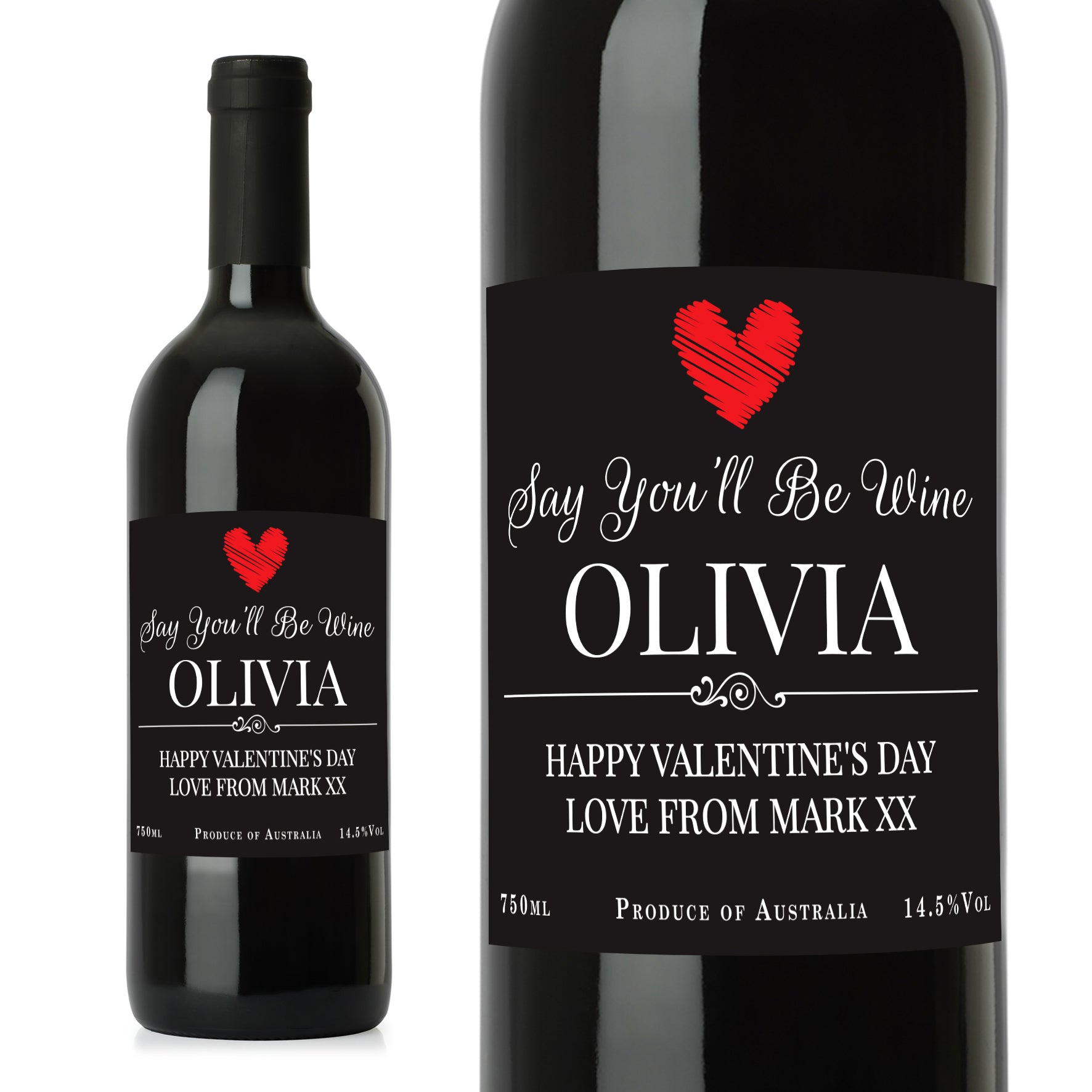 Personalised Heart Red Wine