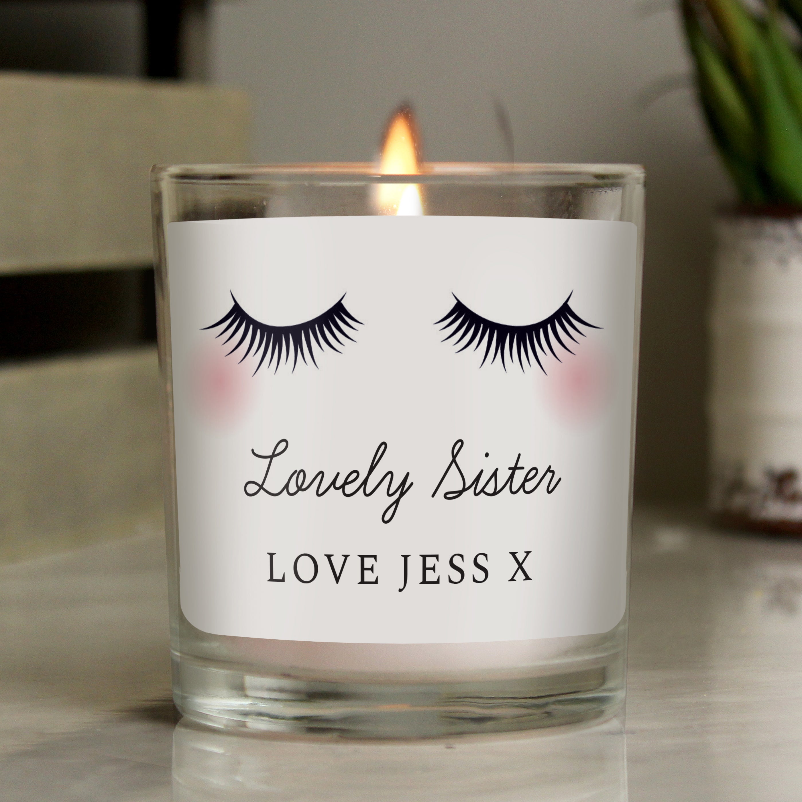 Personalised Eyelashes Scented Jar Candle