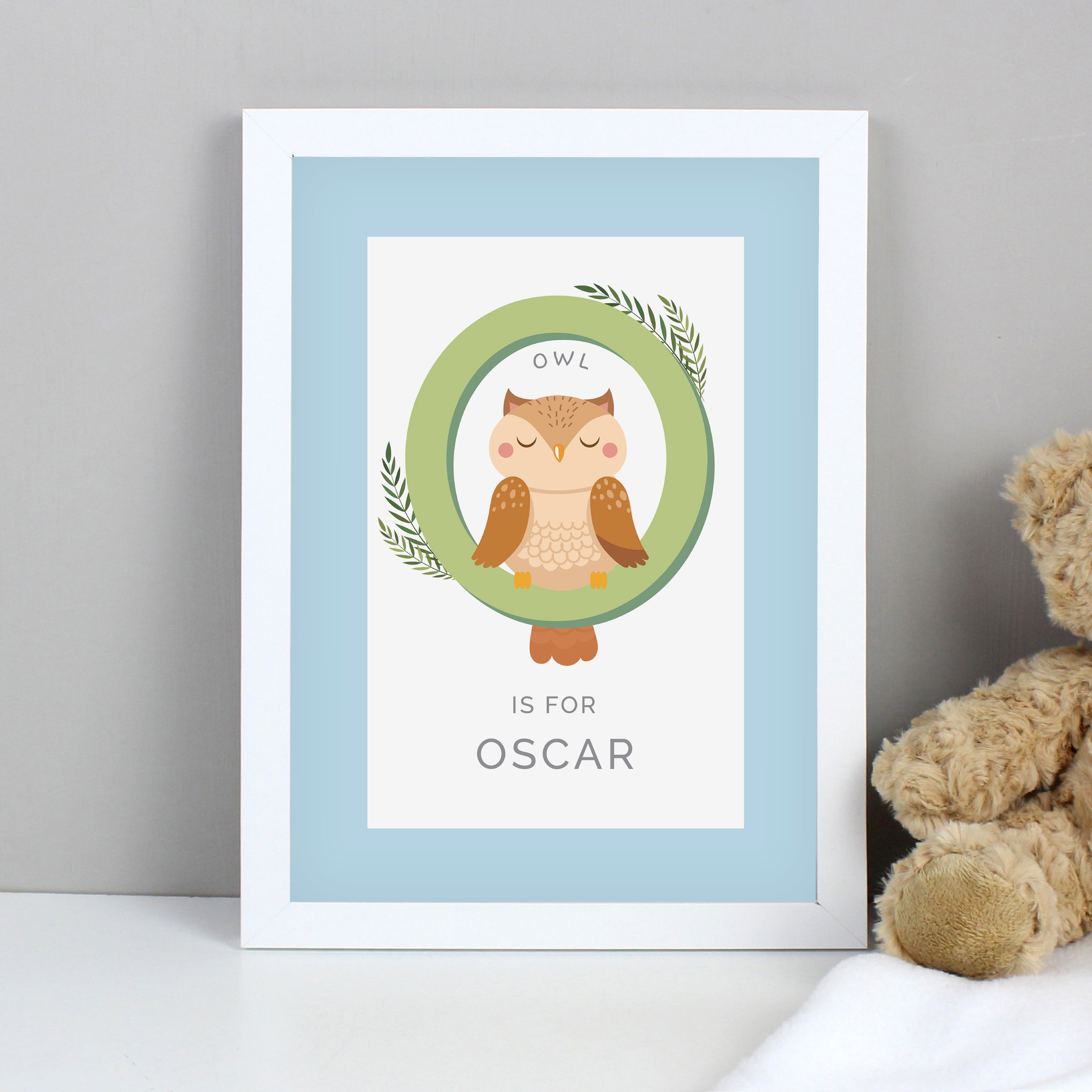 Personalised Animal Alphabet A4 White Framed Print