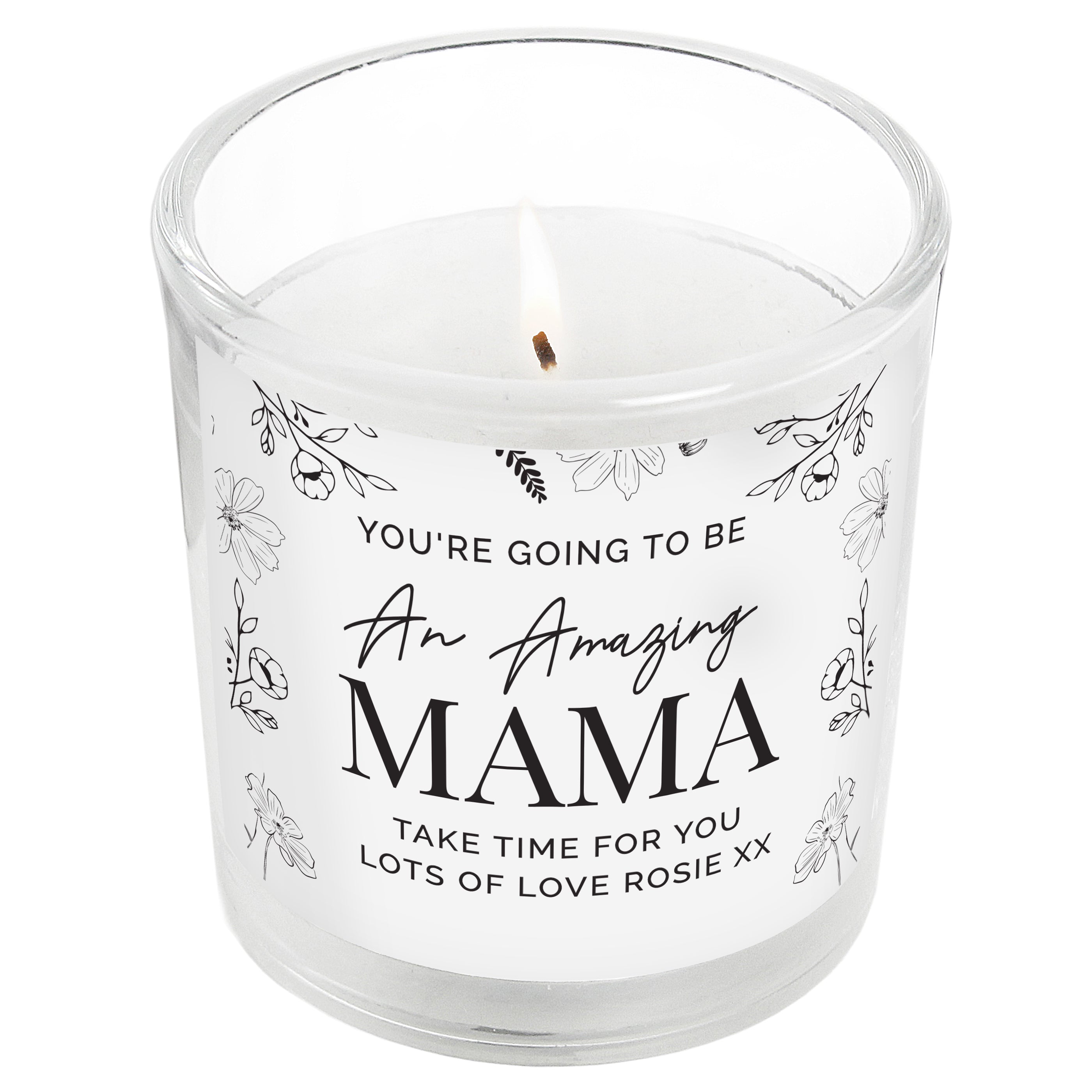 Personalised Mothers Day Floral Scented Jar Candle