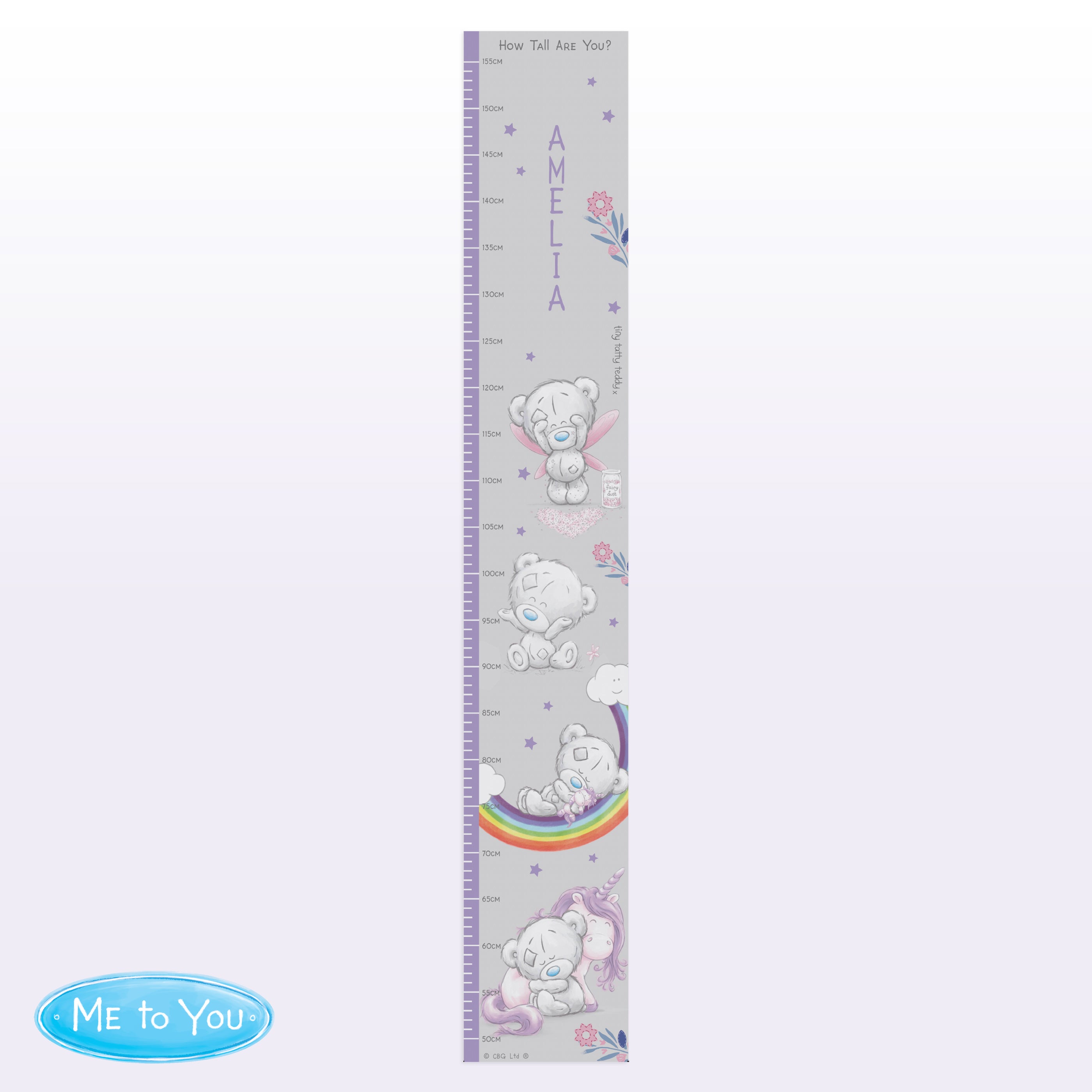 Personalised Tiny Tatty Teddy Unicorn Height Chart