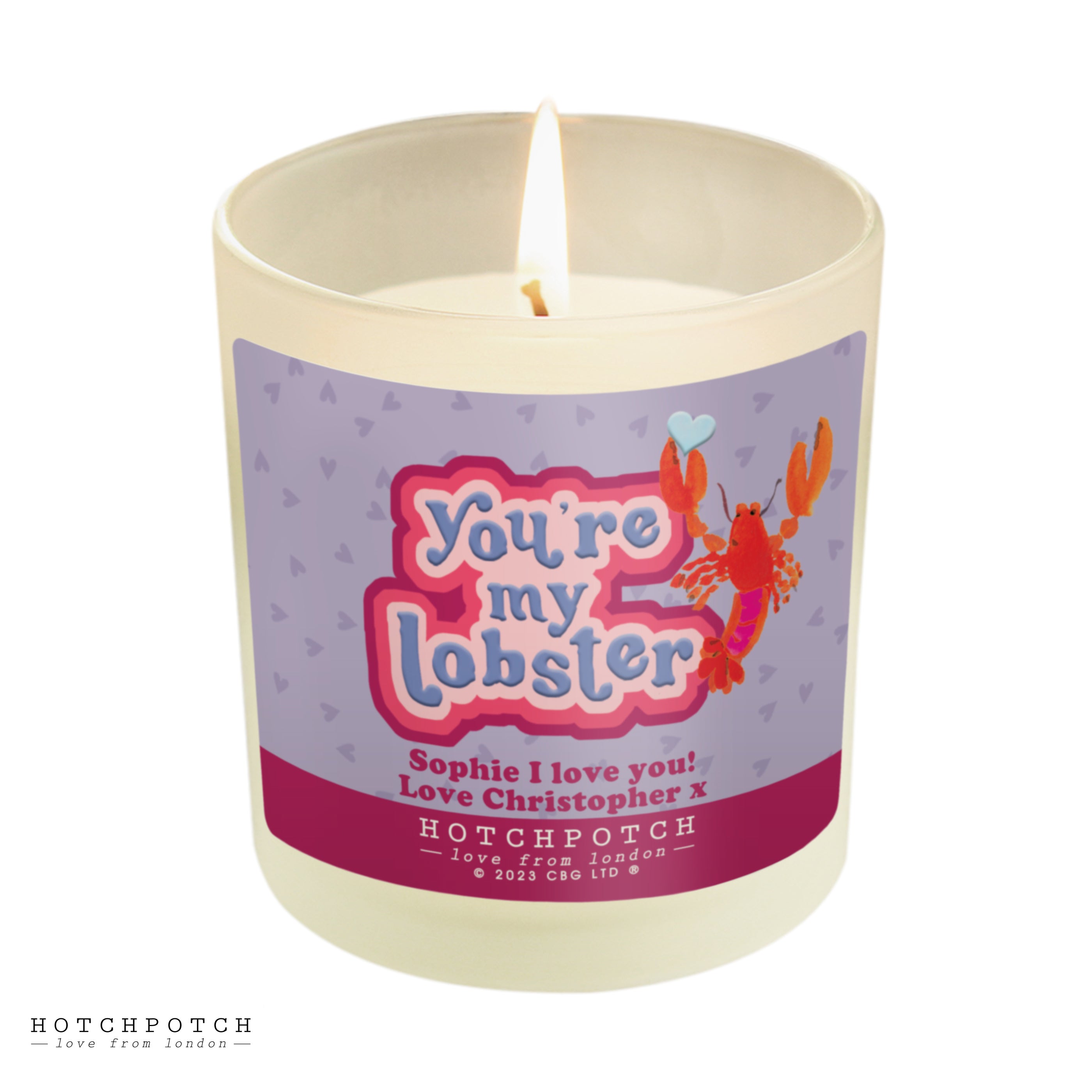 Personalised Hotchpotch Youre My Lobster Scented Candle Jar