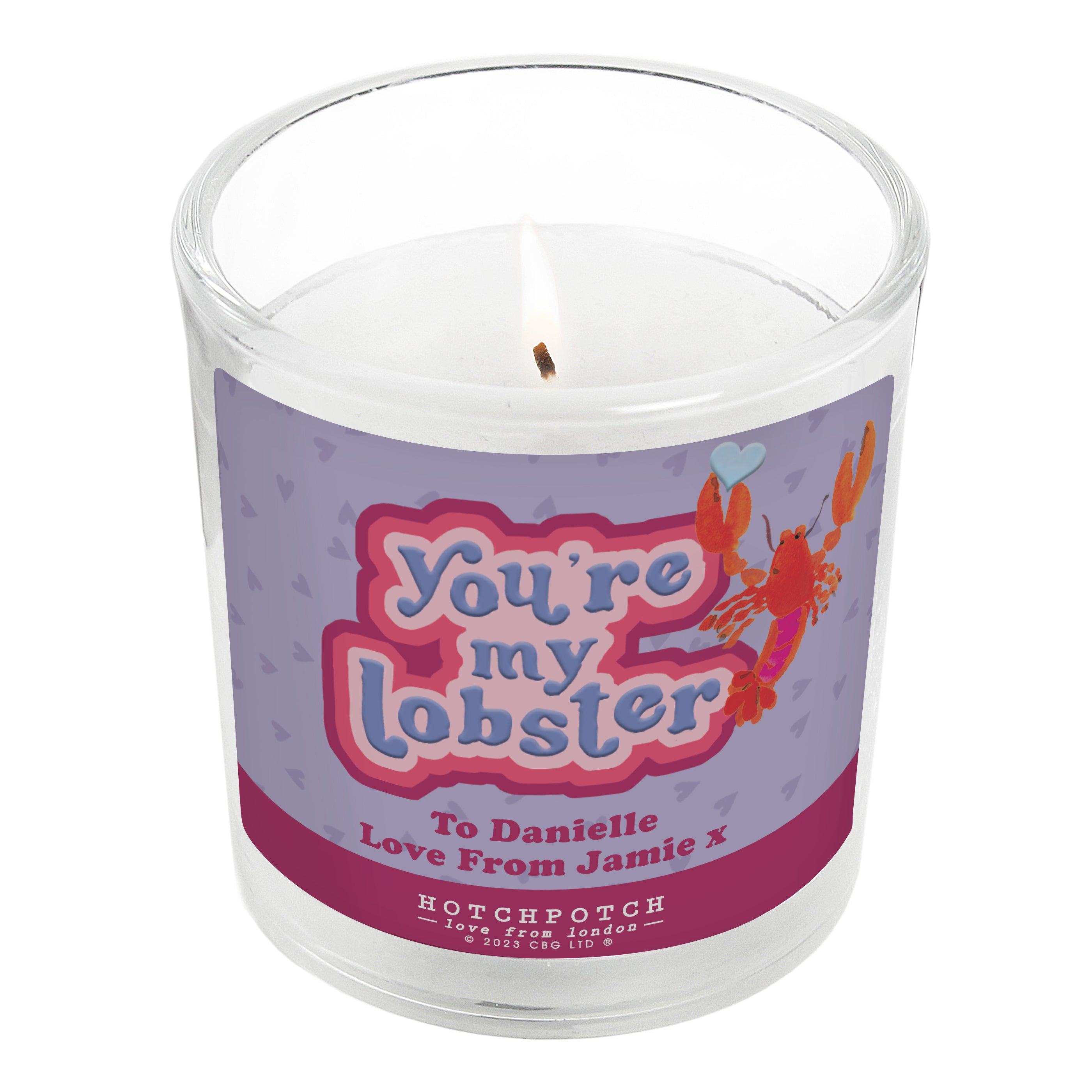 Personalised Hotchpotch Youre My Lobster Scented Candle Jar