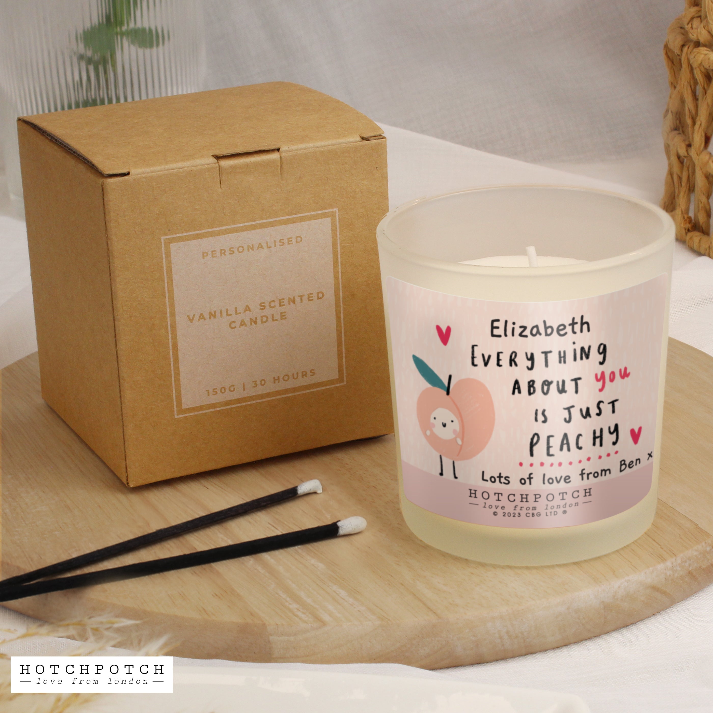 Personalised Hotchpotch Peachy Scented Candle Jar