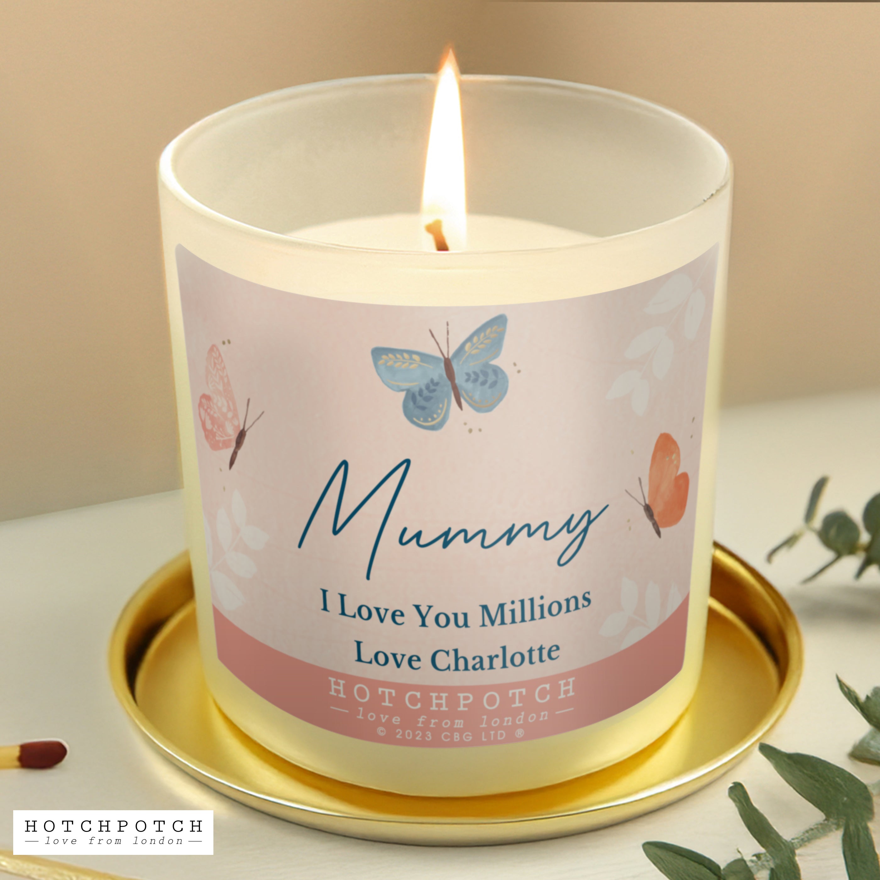 Personalised Hotchpotch Butterfly Scented Candle Jar