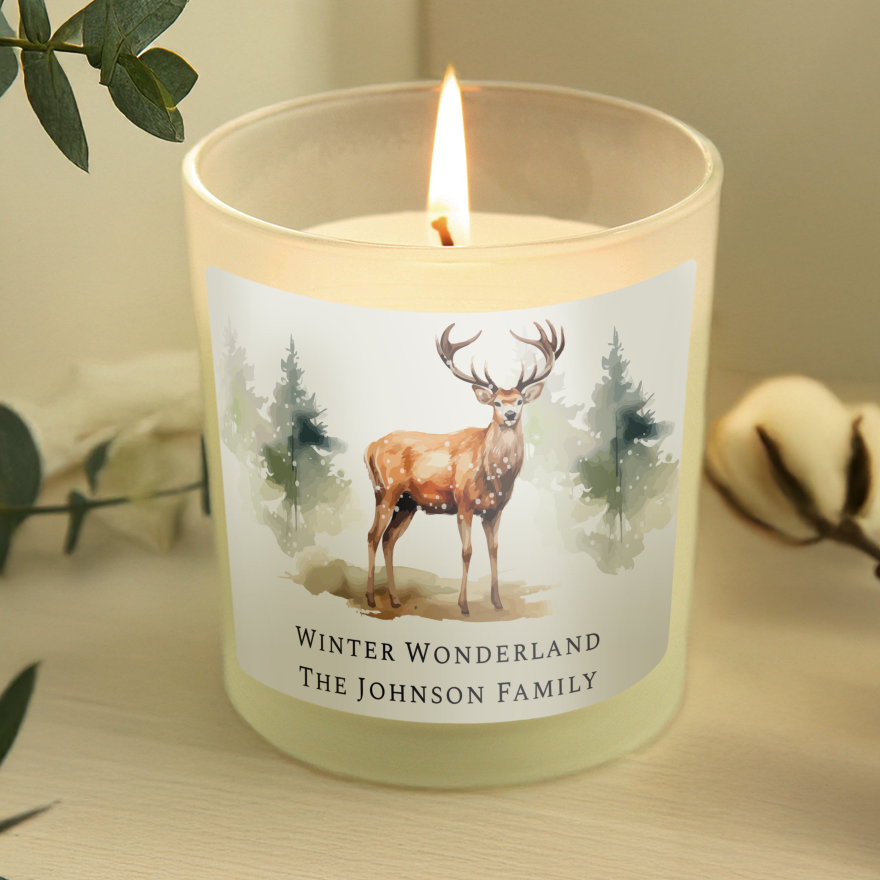 Personalised Watercolour Stag Candle Jar